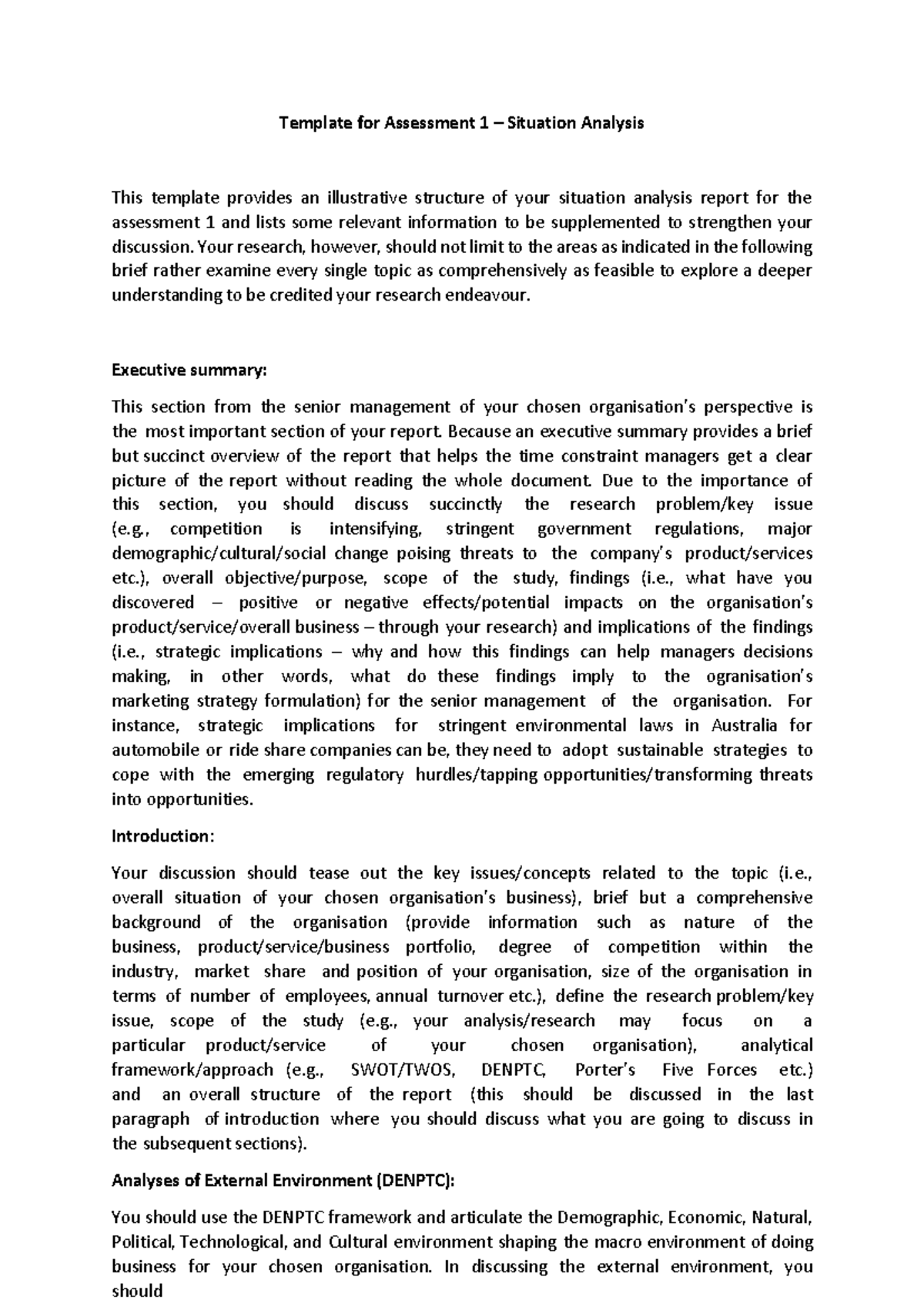 Template for Assessment 1 Students marketing - Template for Assessment ...