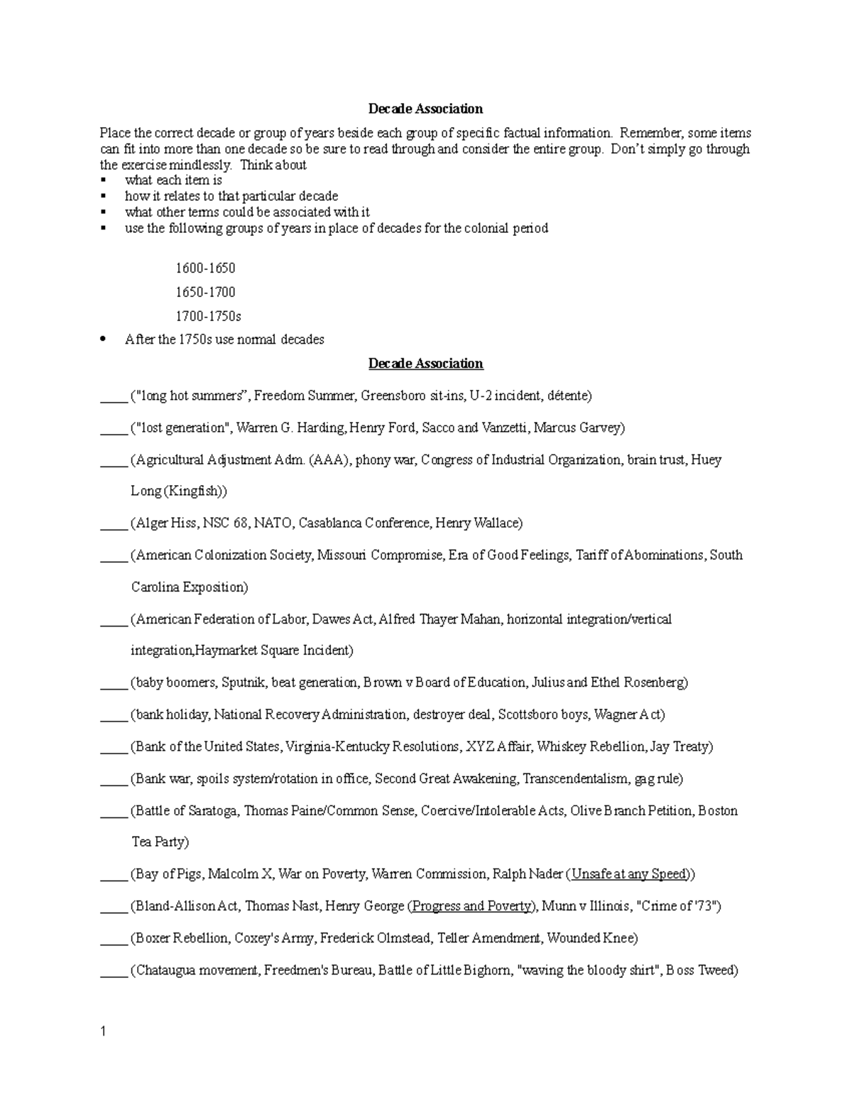 Decade+Association - Lecture notes 1 - Decade Association Place the ...