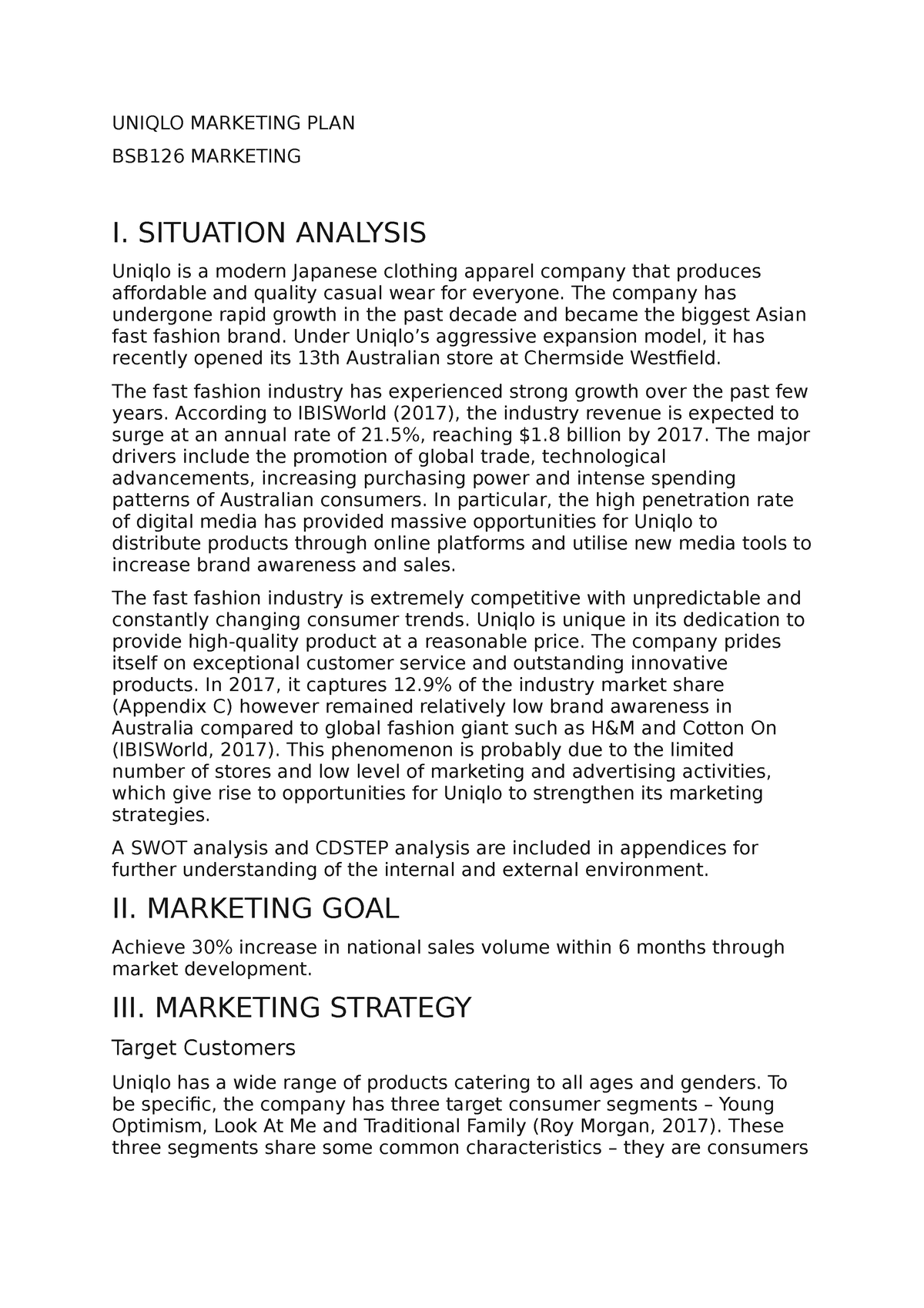 UNIQLO strategic communication plan