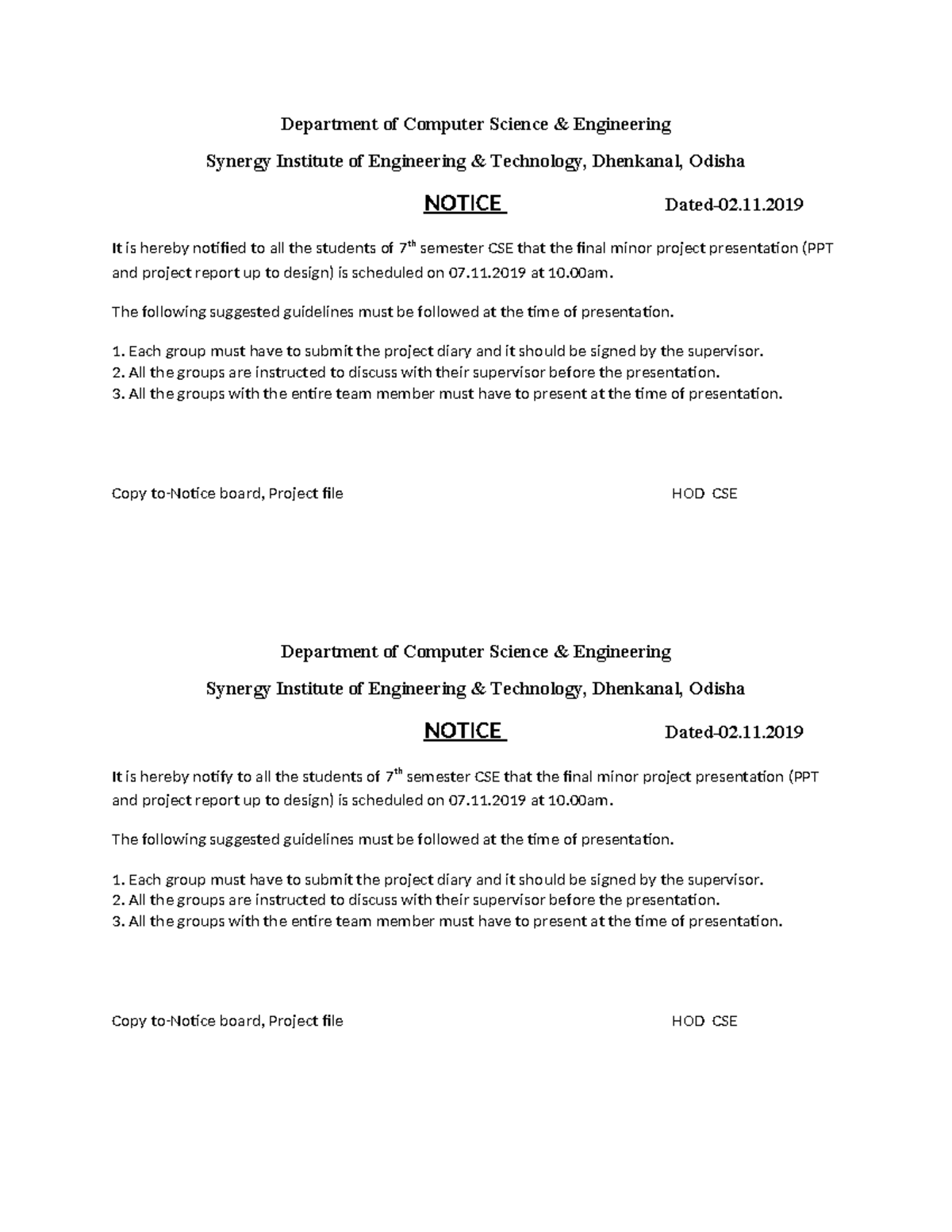 Minor project notice final - Department of Computer Science ...