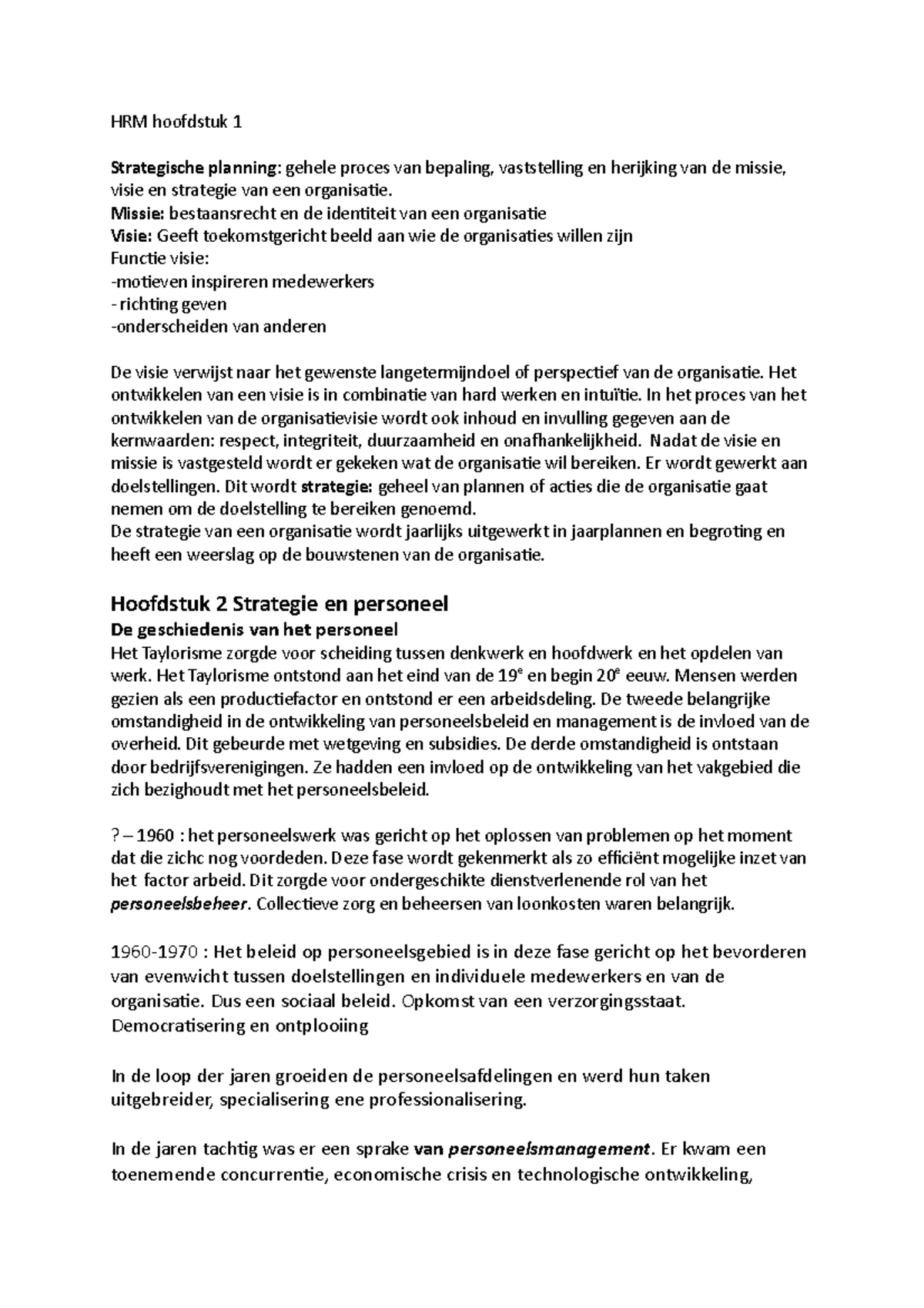 HRM Samenvatting - Human Resource Management - HRM Hoofdstuk 1 ...