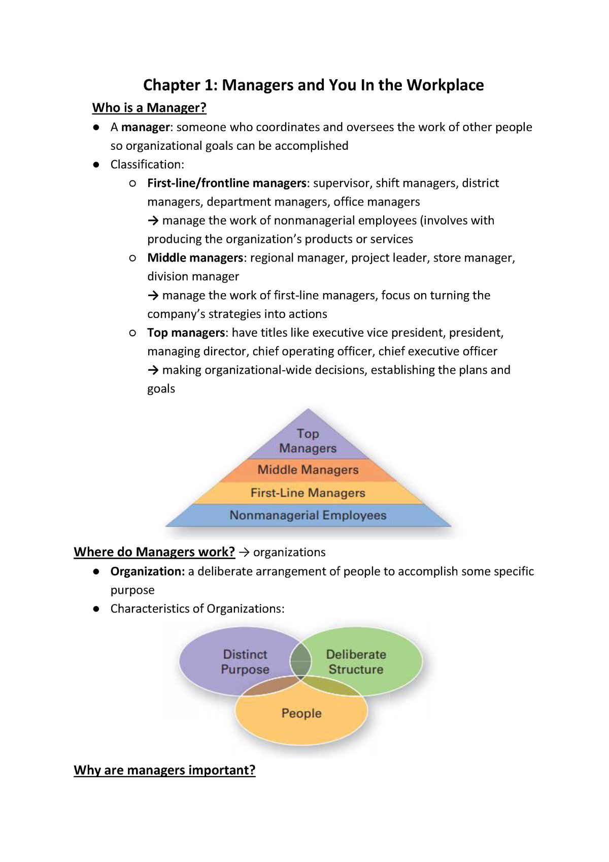 Chap 1+2 Notes - Chapter 1 + 2 Note - Chapter 1: Managers And You In ...