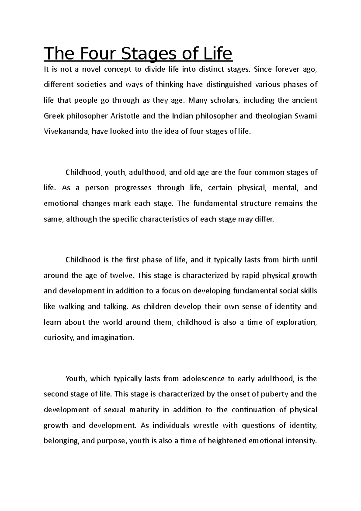 The Four Stages of Life - The Vedic period in India, which began around ...