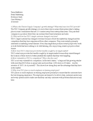 Matthews - this is a case study for retail marketing - Tania Matthews ...