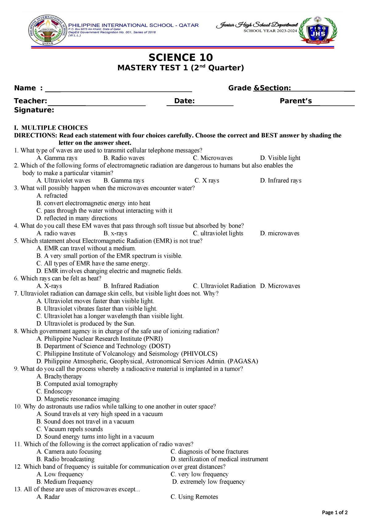 surveys experiments and studies mastery test