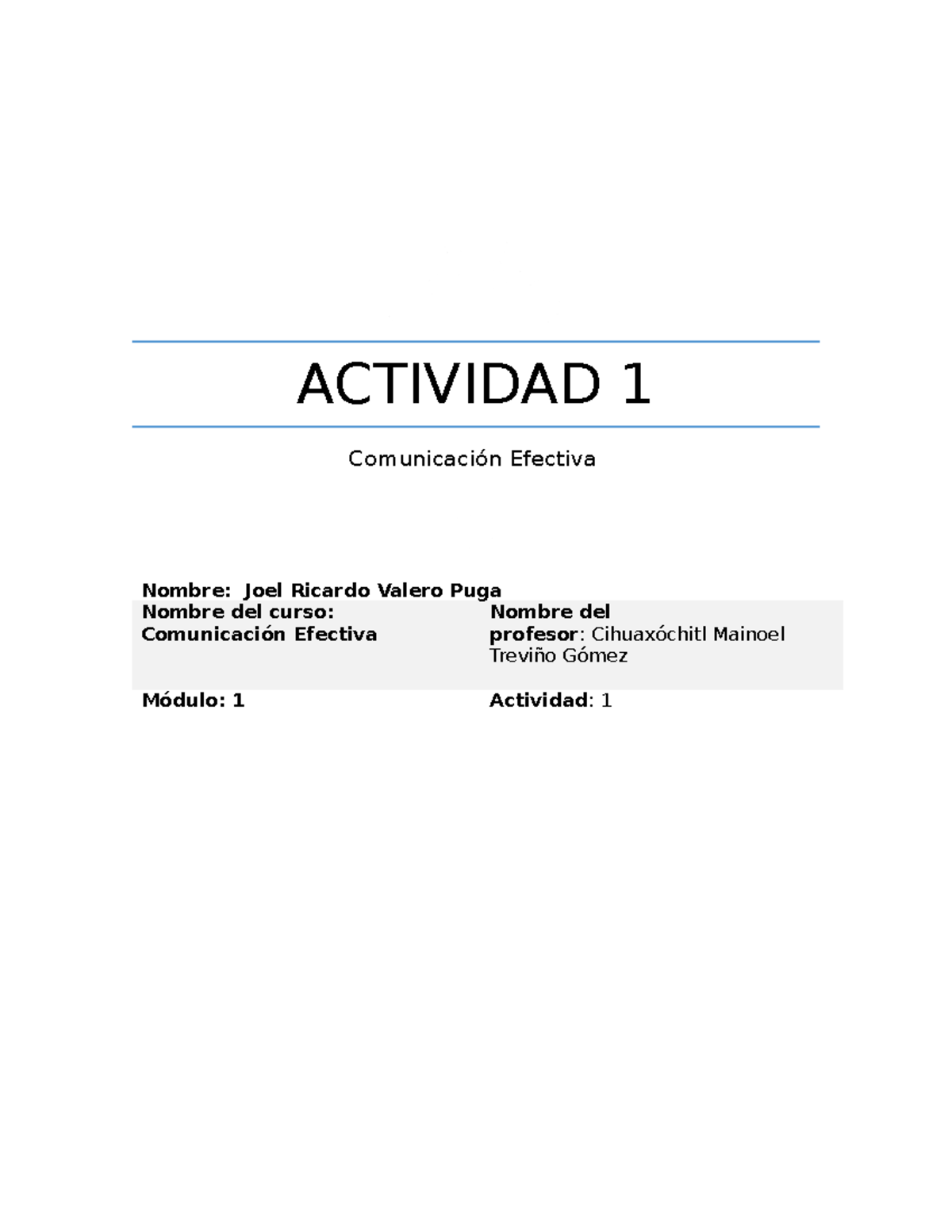A Ctividad 1 Comunicacion Efectiva - ACTIVIDAD 1 Comunicación Efectiva ...