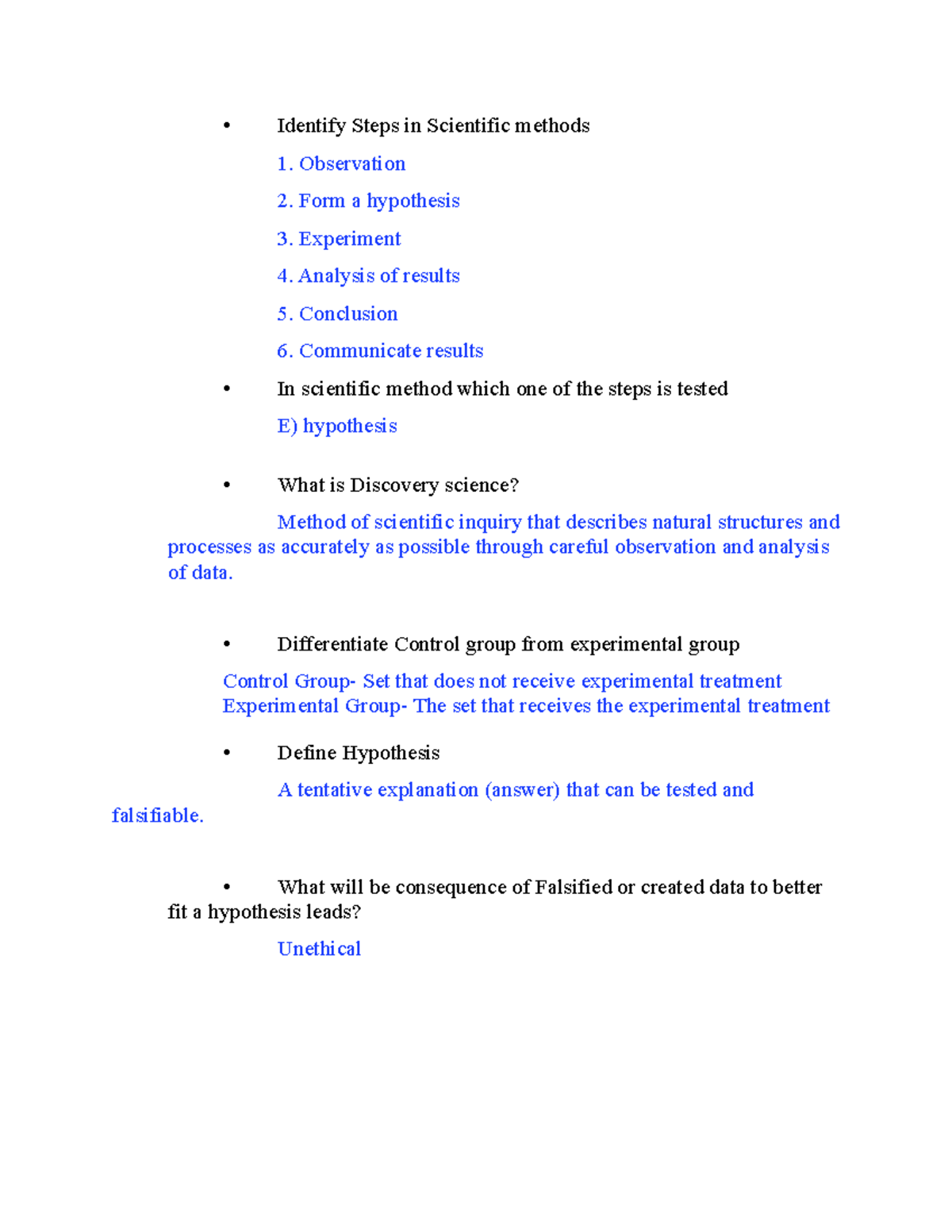 Chapter 1 participation work sheet - Identify Steps in Scientific ...