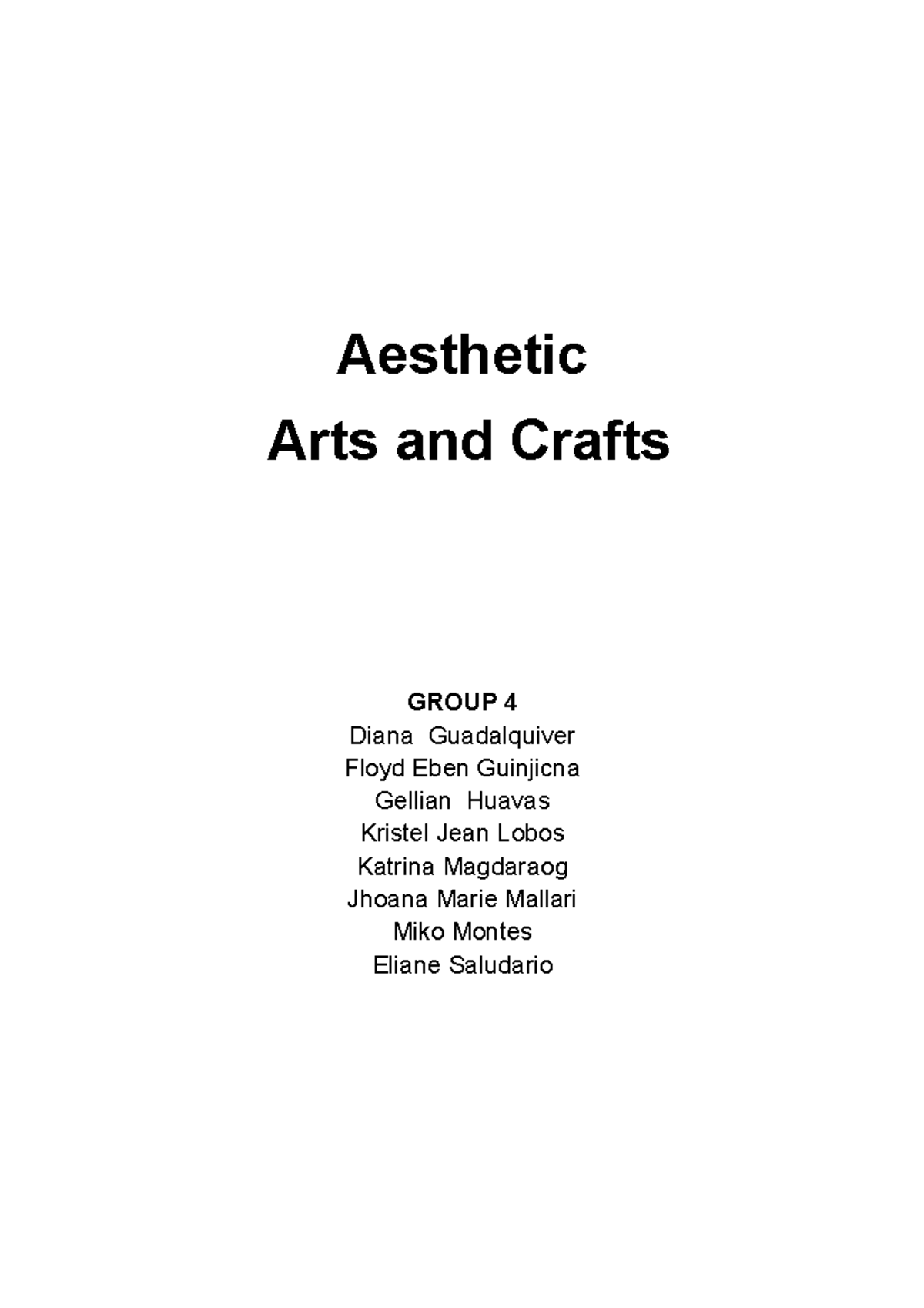 Aesthetic Arts and Craftsv Written Report Aesthetic Arts and Crafts