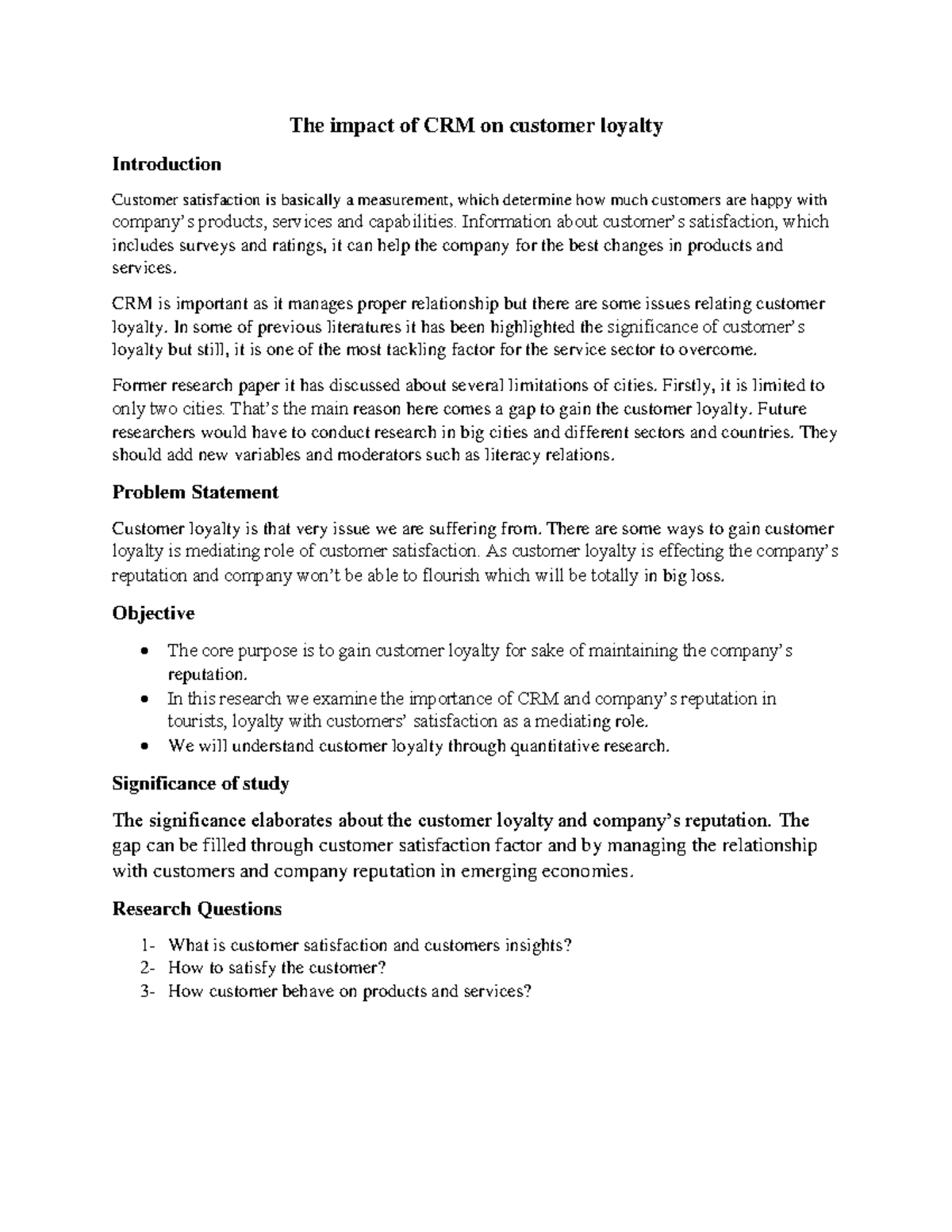 The impact of CRM on customer loyalty - The impact of CRM on customer ...