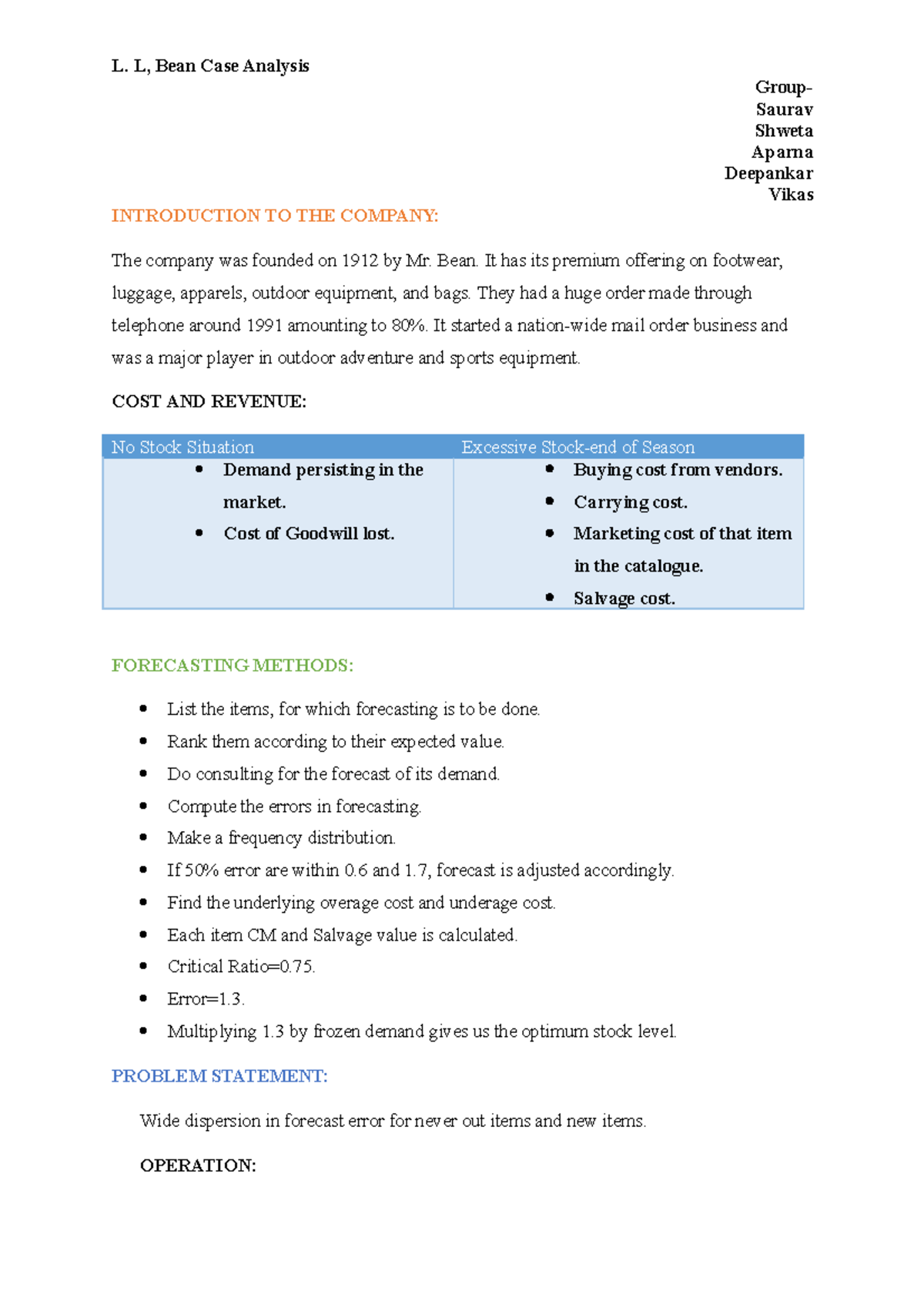 l.l. bean case study analysis