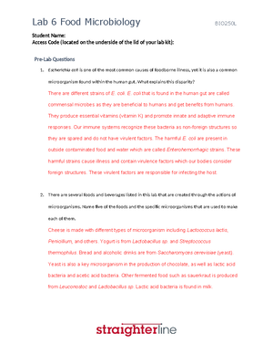 BIO250L+V2+Lab+7 - Student Name: Access Code (located on the underside ...