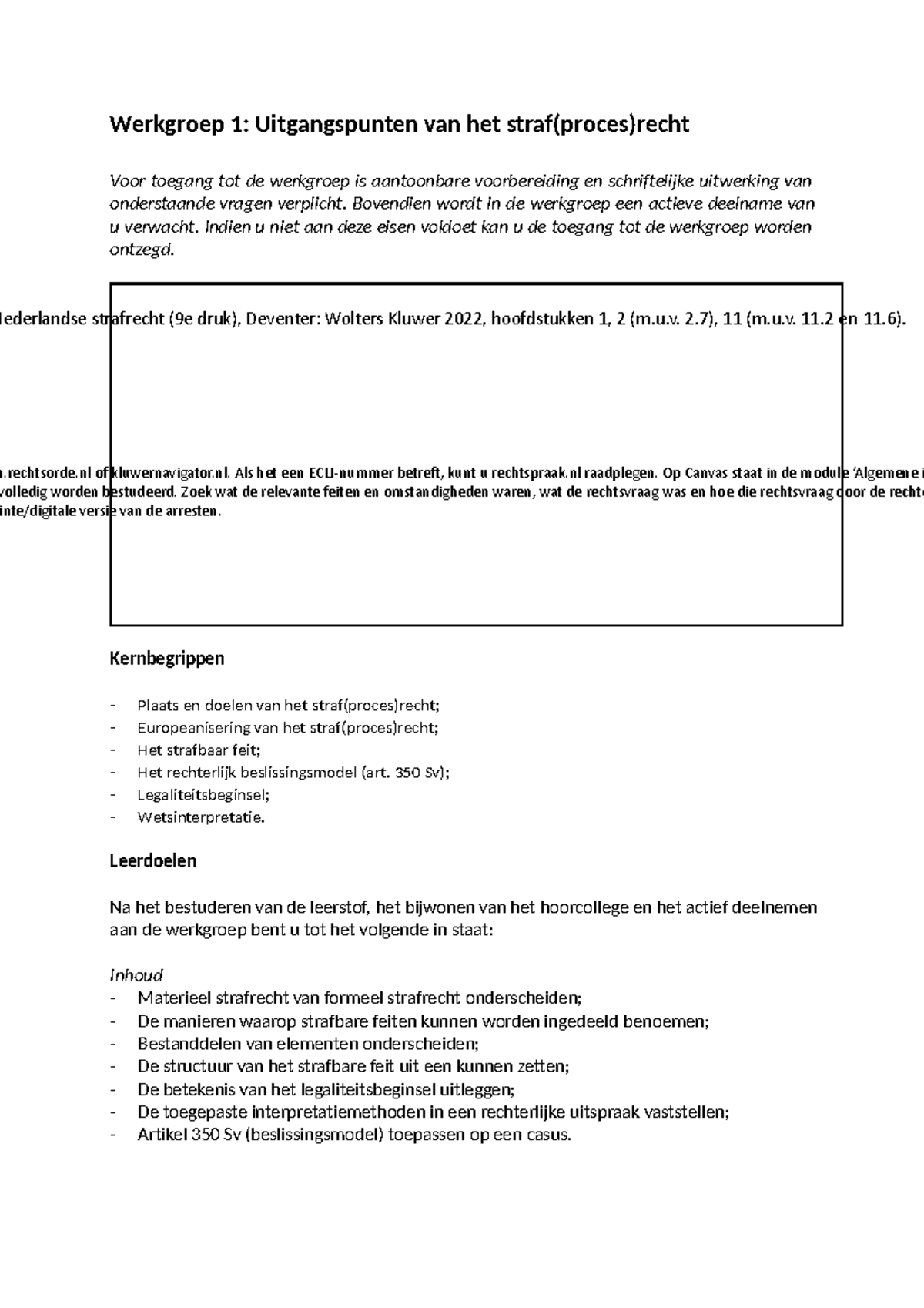 Week 1 - Studiestof, Leerdoelen En Werkgroepopdrachten ( Canvas) - Druk ...