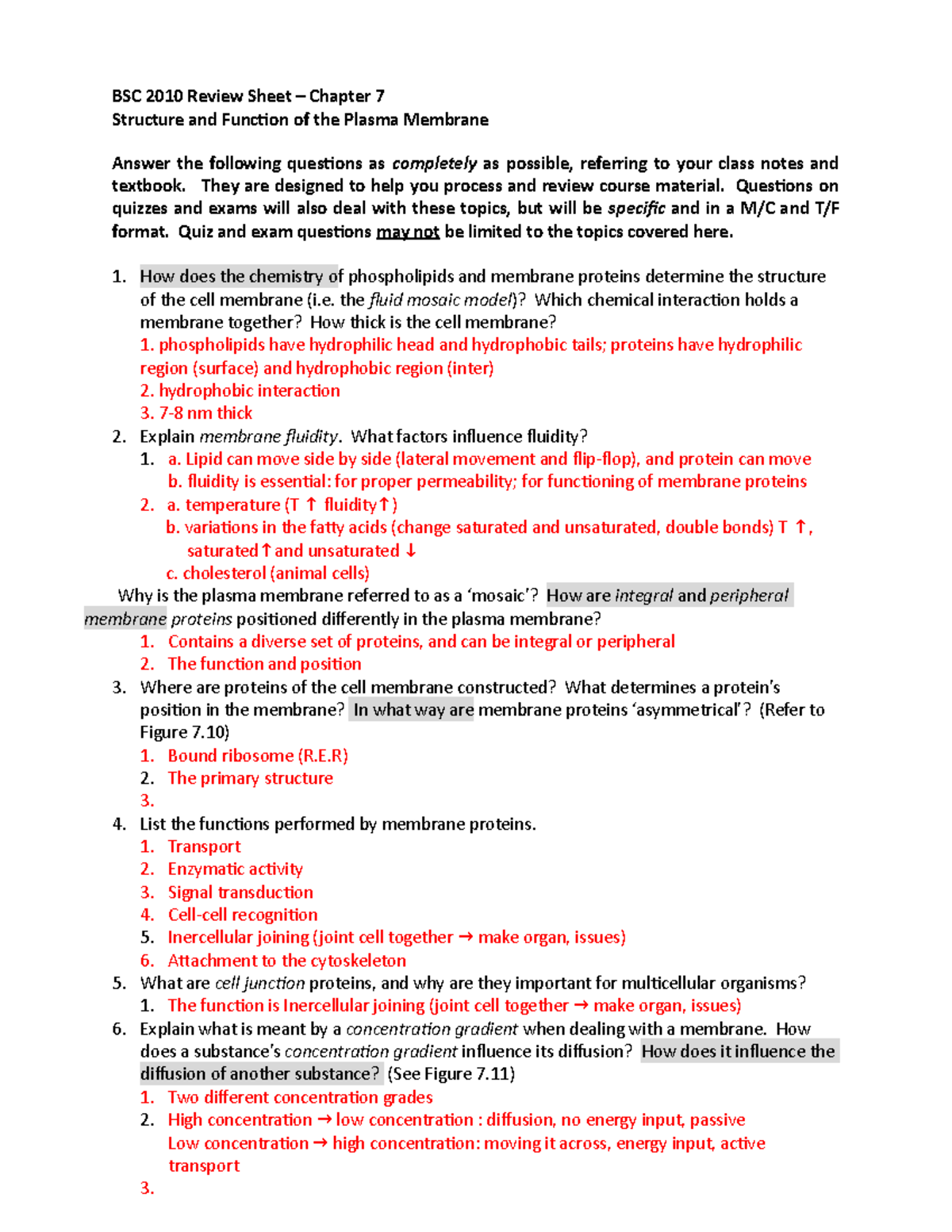 Exam2 complete Chapter 7 Spring 2018 - BSC 2010 Review Sheet – Chapter ...