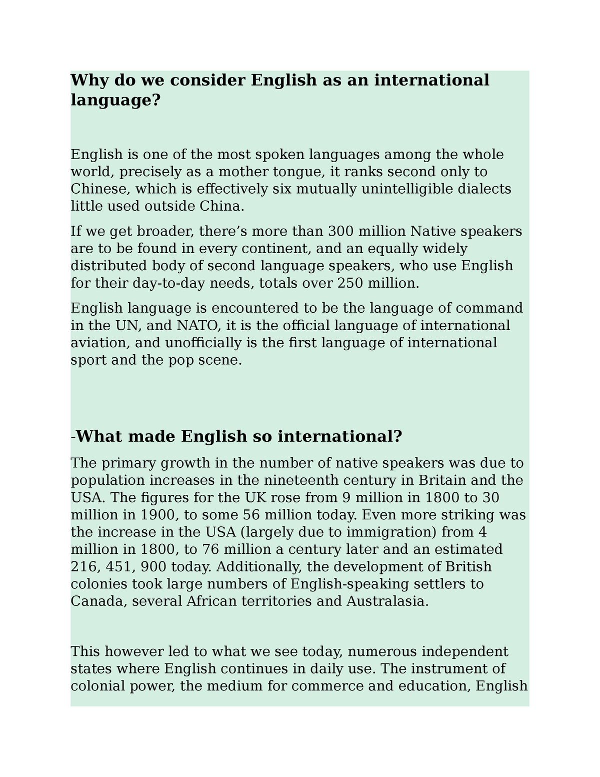 the role of english as an international language essay