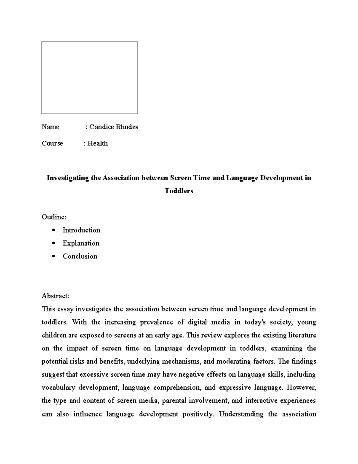 Investigating the Association between Screen Time and Language ...