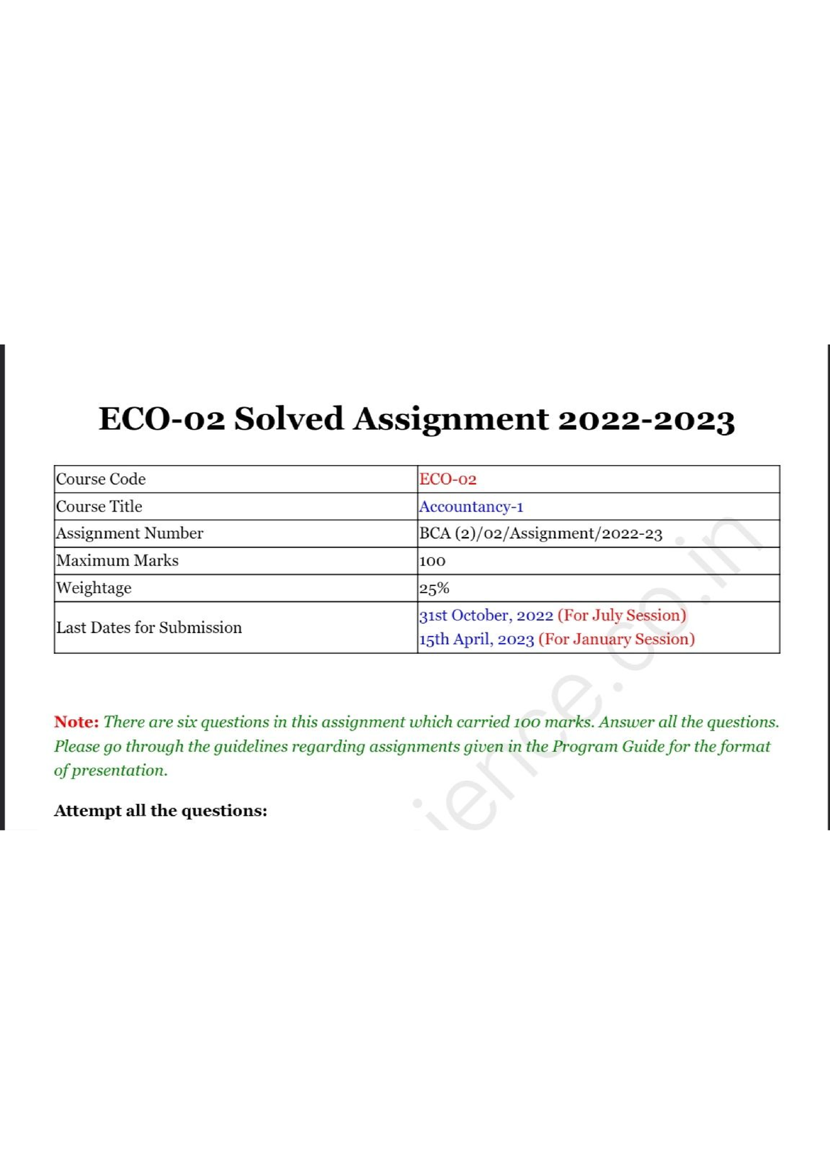 eco 02 solved assignment 2022 23