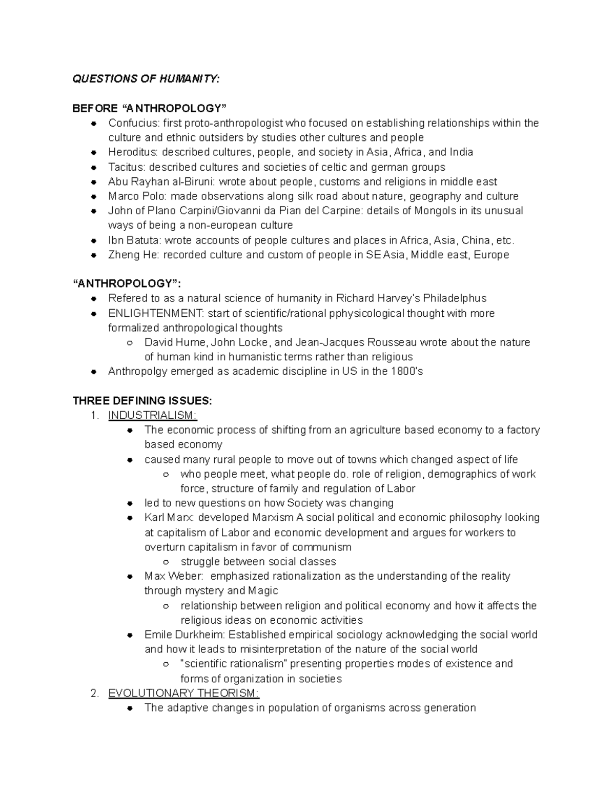 Humanity questions- ANTH - QUESTIONS OF HUMANITY: BEFORE “ANTHROPOLOGY ...