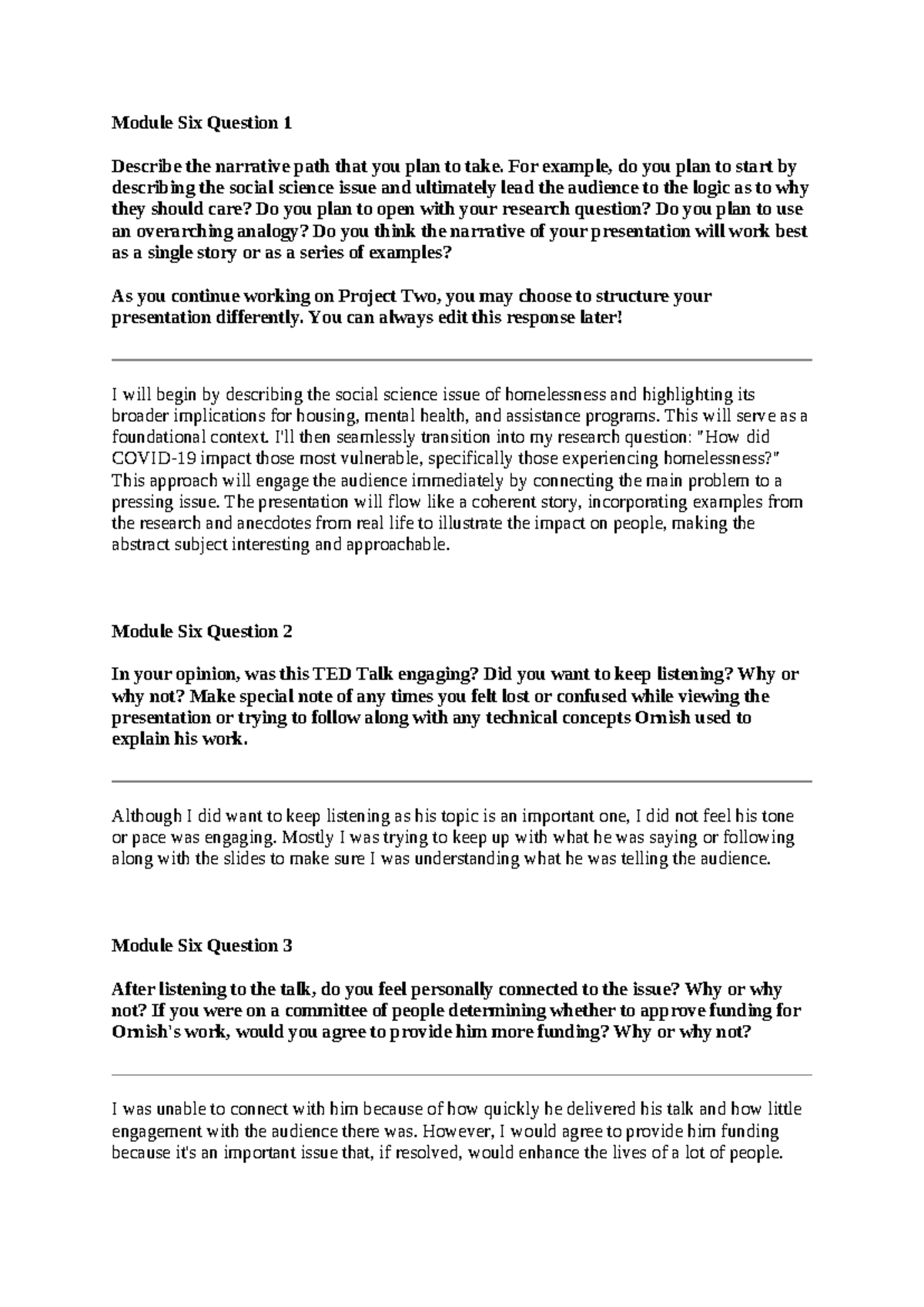 Module six short responses module six question 1 describe the
