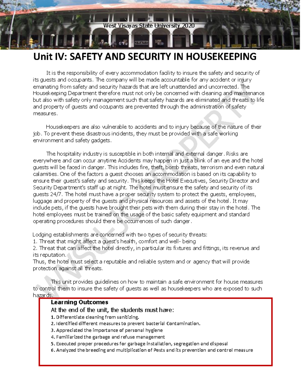 Unit IV Safety and Security Unit IV SAFETY AND SECURITY IN