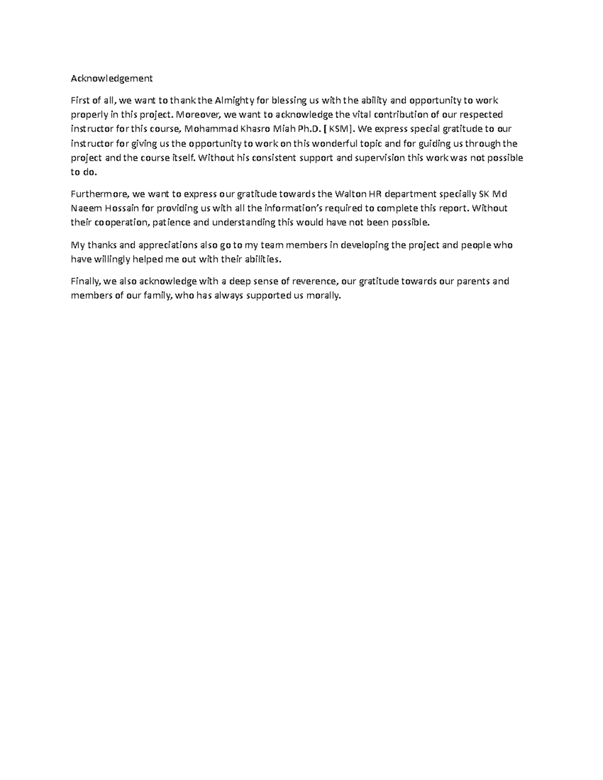 Hrm 01 - hrm - Acknowledgement First of all, we want to thank the ...
