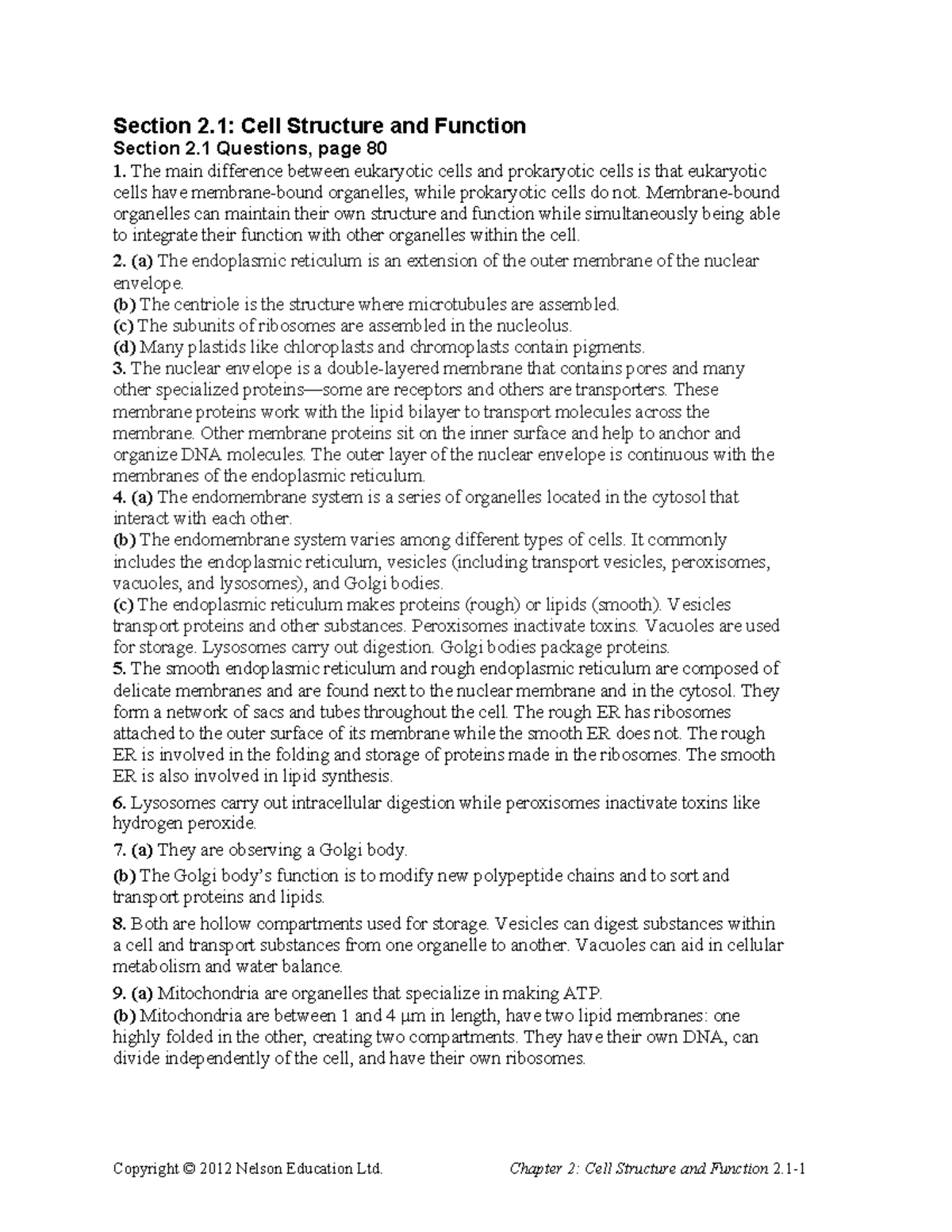 2 - Bio Answers - Copyright © 2012 Nelson Education Ltd. Chapter 2 ...