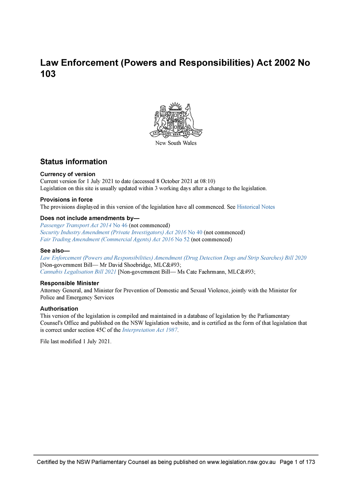 nsw-legislation-all-acts-whole-law-enforcement-powers-and