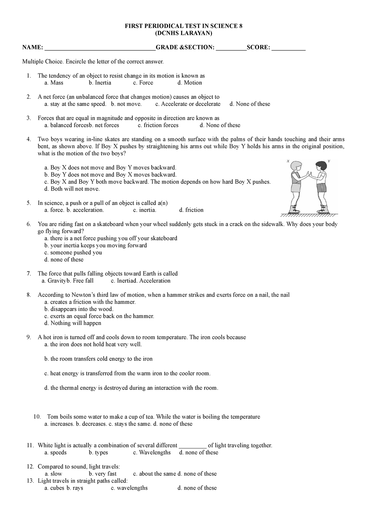 1st Periodic Test - Science 8 - FIRST PERIODICAL TEST IN SCIENCE 8 ...