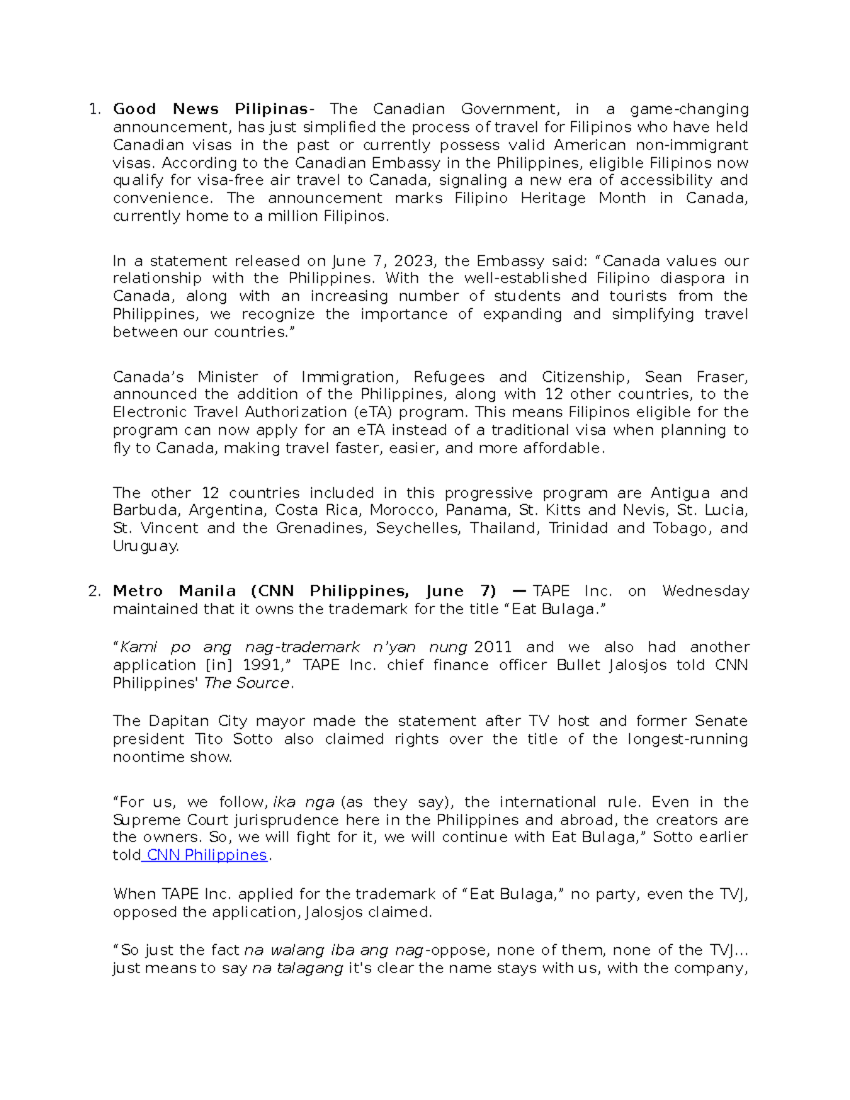 Rspc Material Sim Journalism Related Good News Pilipinas The