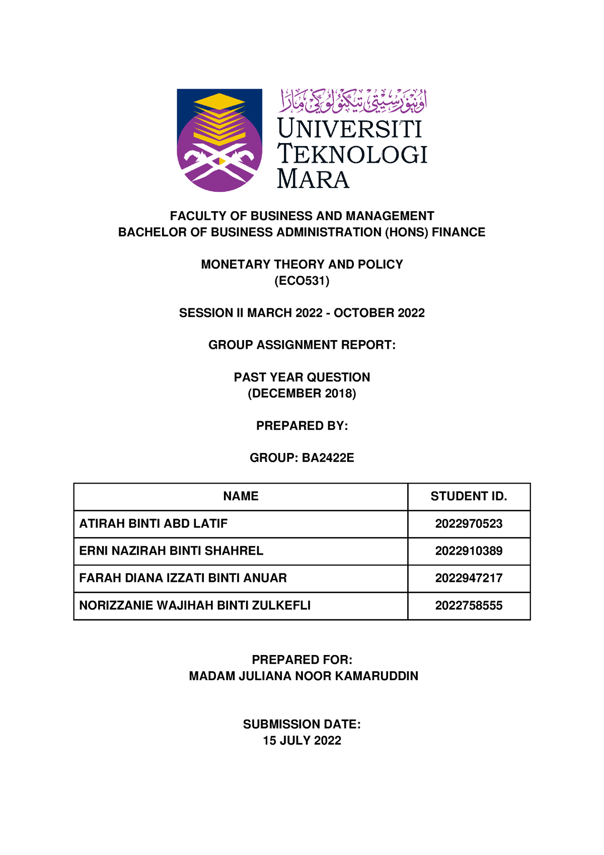 group assignment eco531