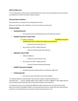 Evidence Rules Outline - Fall 2023 EVIDENCE 1. RELEVENCE A. Logical and ...