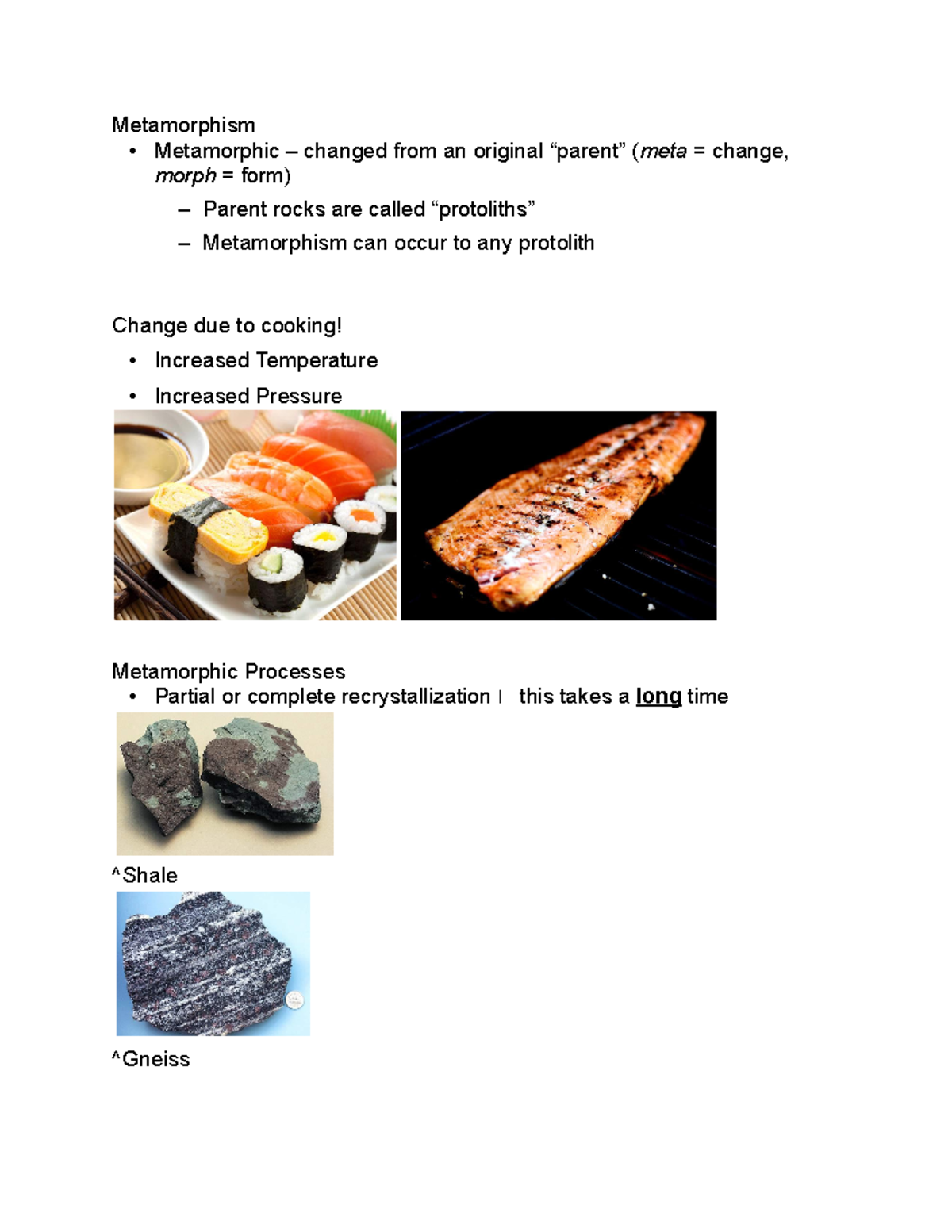 Metamorphism - Prof Casale - Metamorphism - Metamorphic – changed from ...