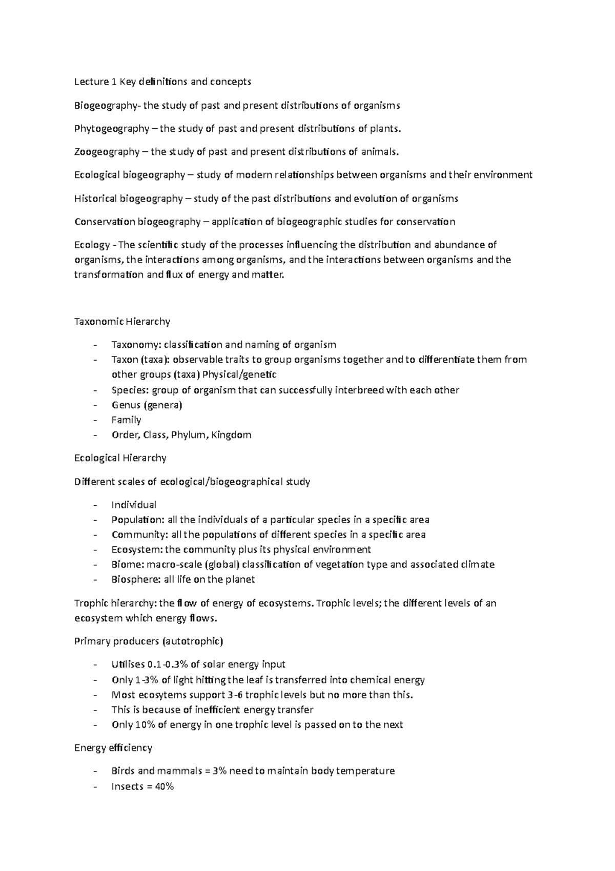 Lecture 1 key definitions and concepts - Lecture 1 Key definitions and ...