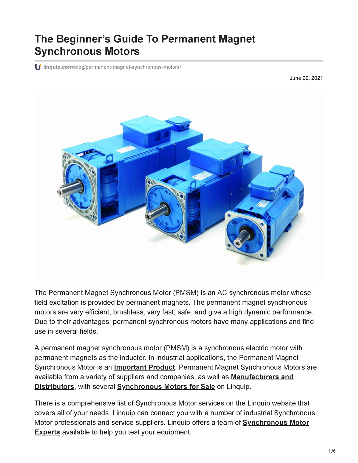 Permanent Synchronous Motors The permanent synchronous