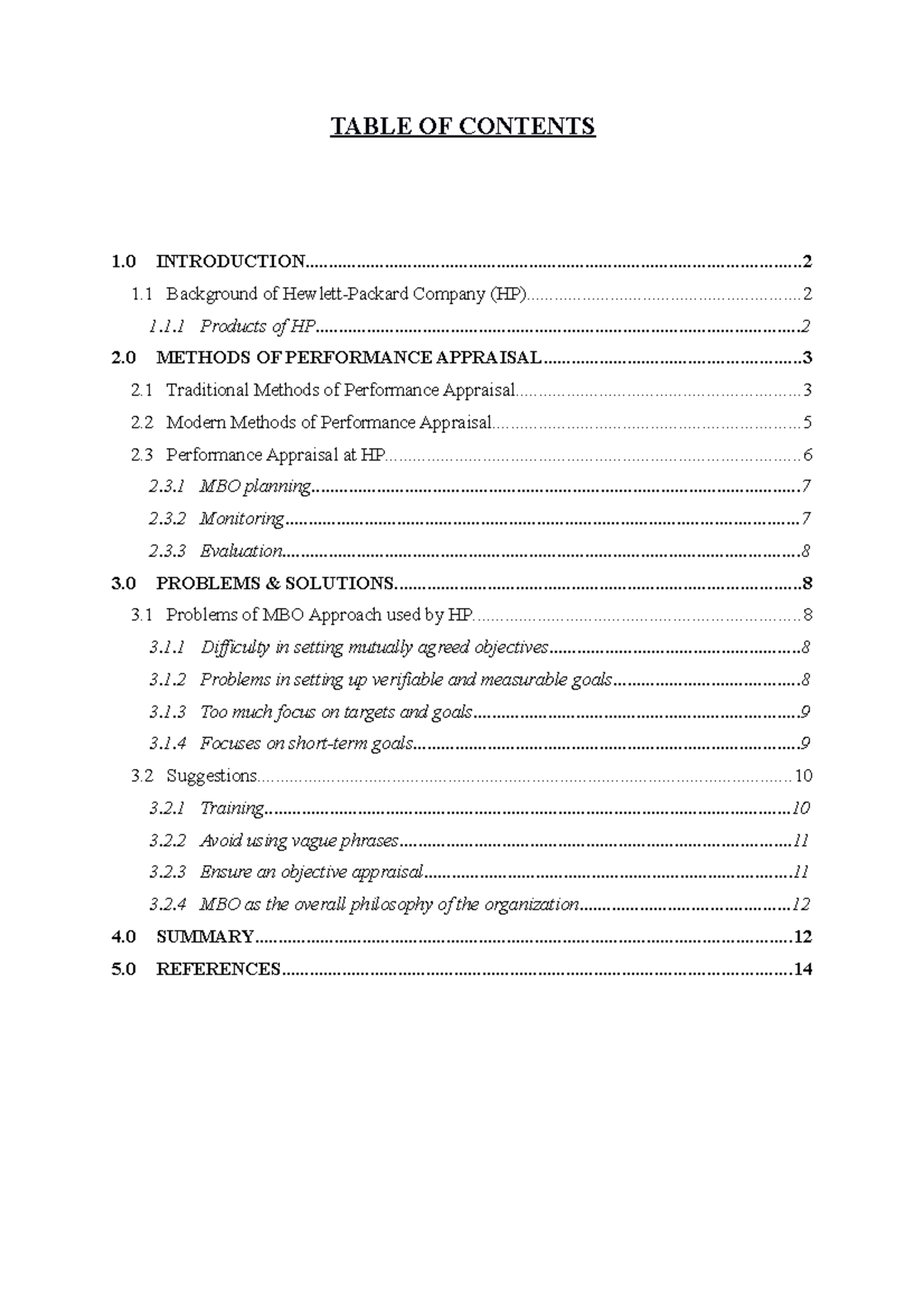 Human Resource Report - TABLE OF CONTENTS 1 - Studocu