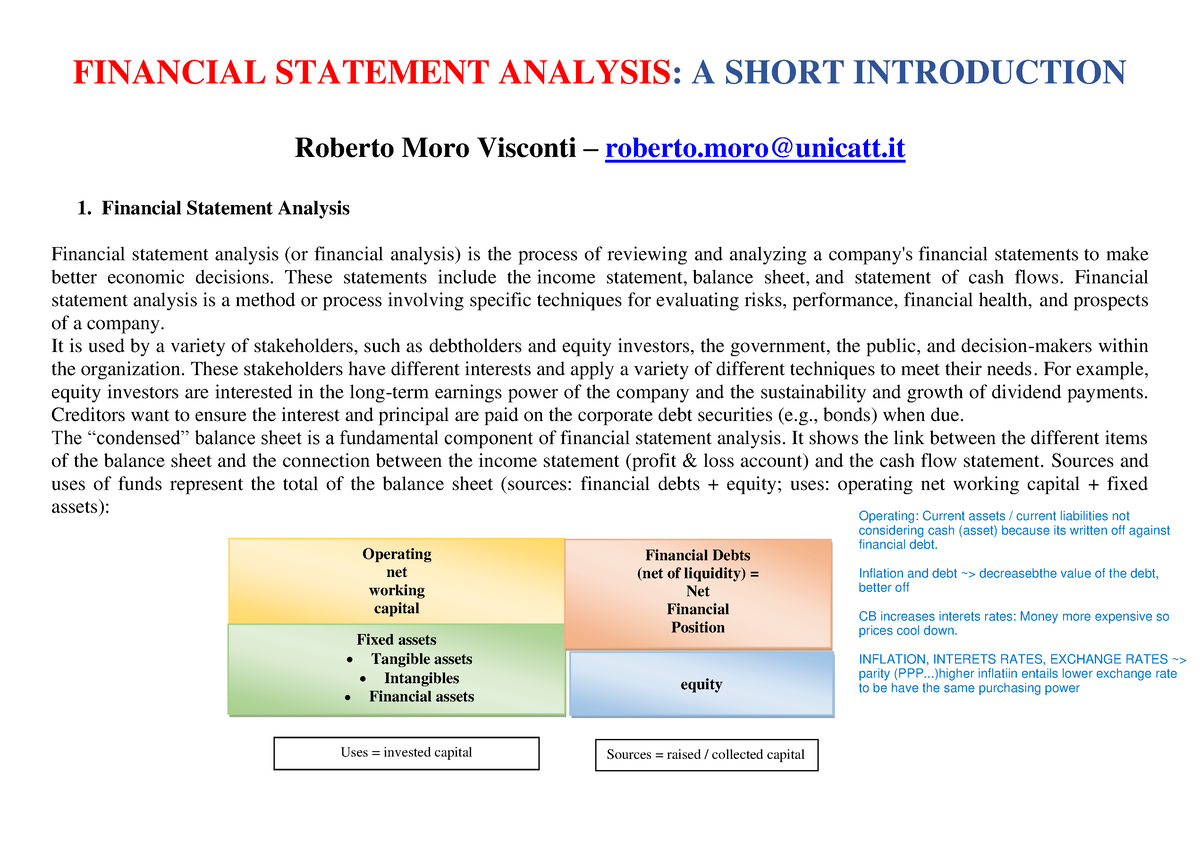 1 Financial Statement Analysis - FINANCIAL STATEMENT ANALYSIS: A SHORT ...