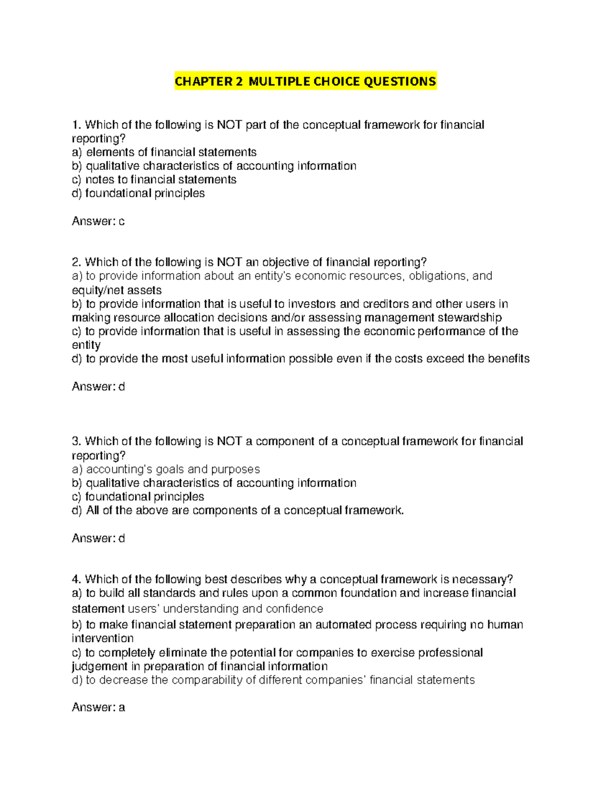 assignment chapter 2 multiple choice quiz