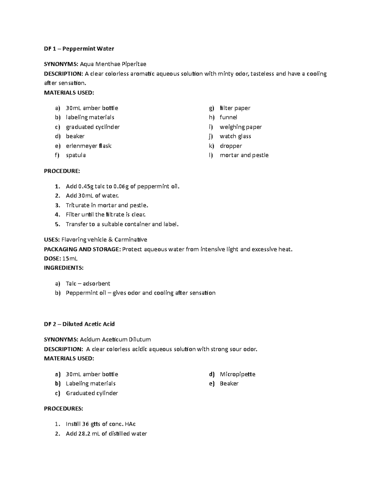 DDS LAB dds laboratory summary of activities DF 1 Peppermint