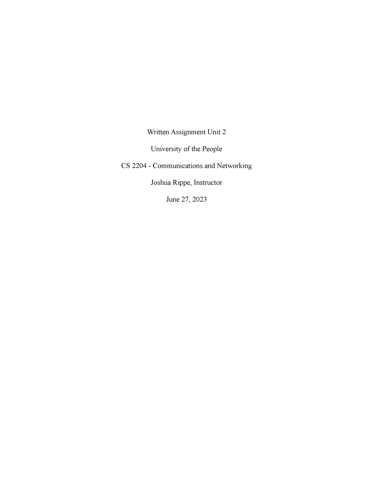 cs 2204 written assignment unit 2