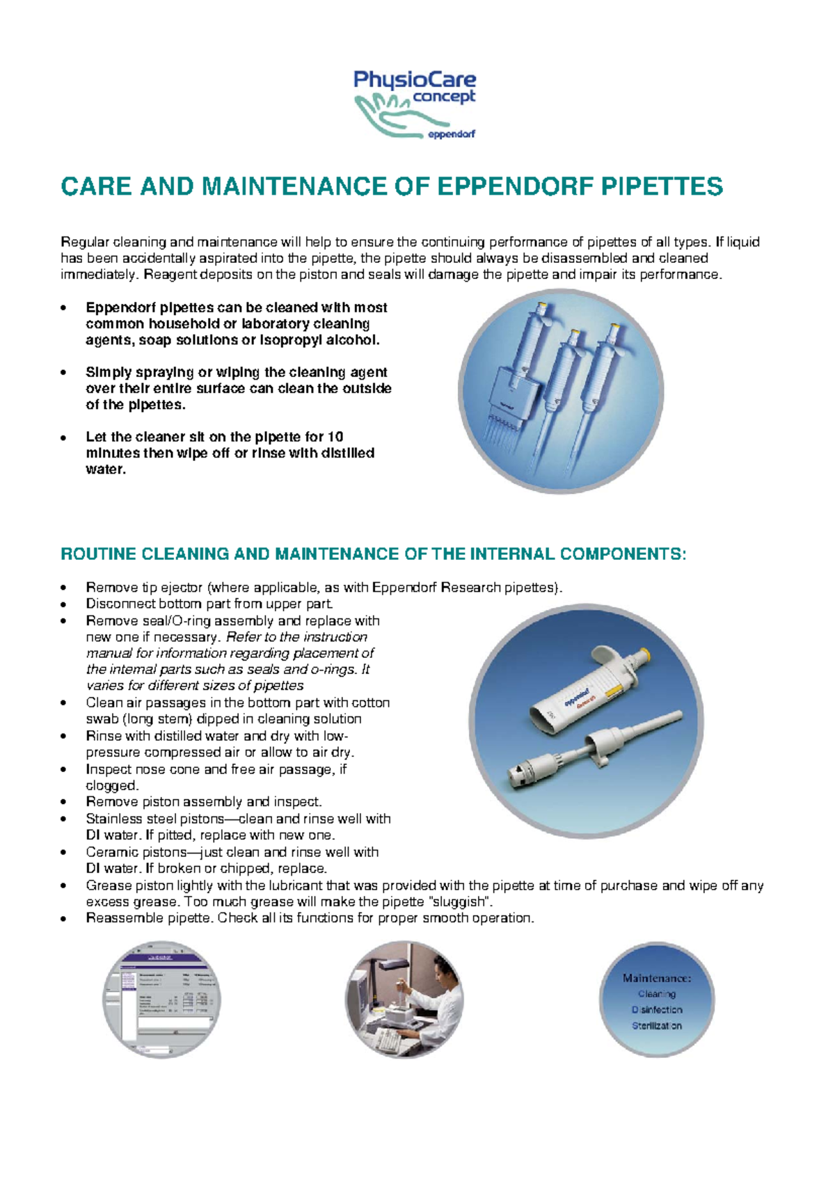 Care maintenance pipettes eag CARE AND MAINTENANCE OF EPPENDORF PIPETTES Regular cleaning and
