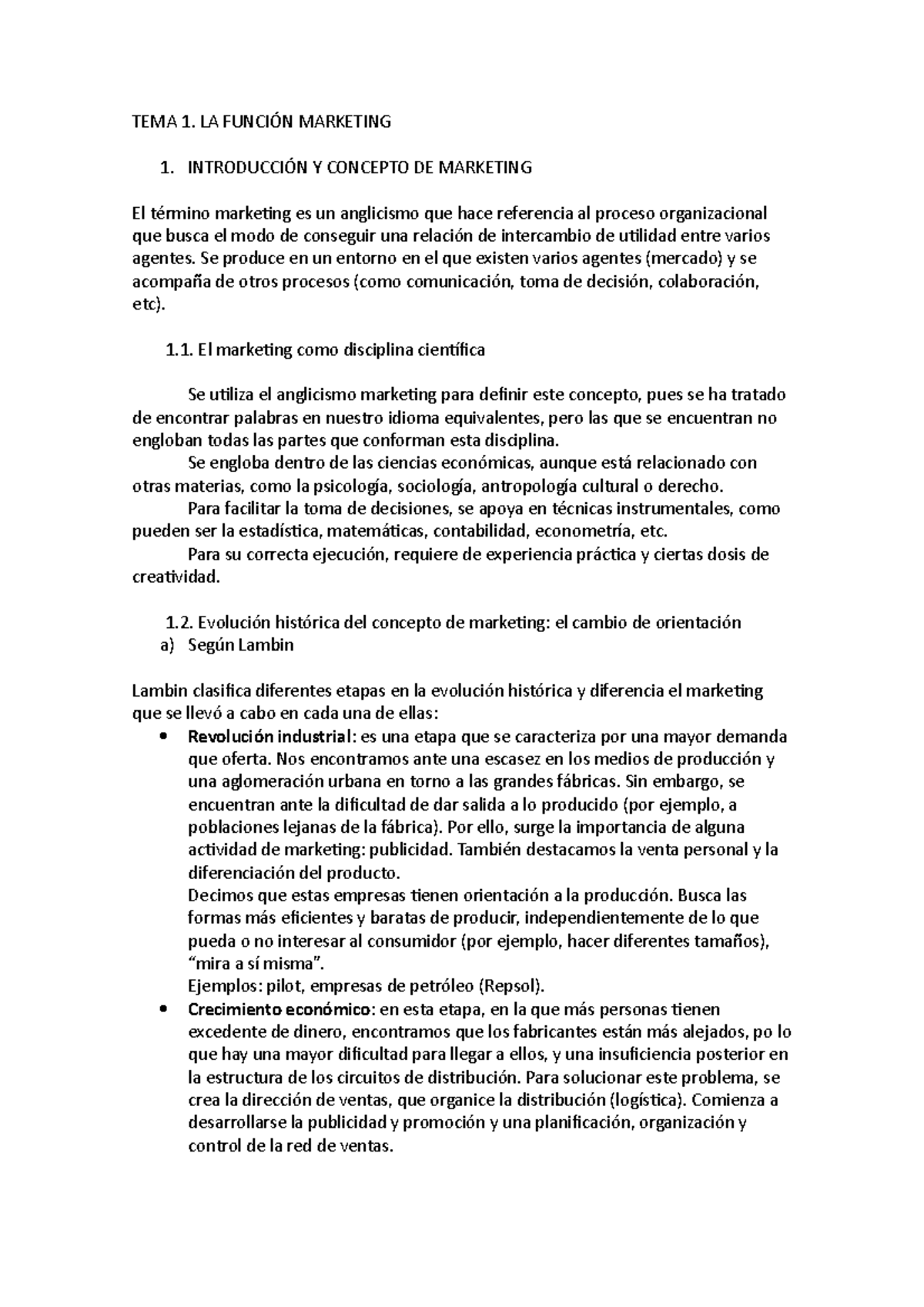 TEMA 1 Marketing - TEMA 1. LA FUNCIÓN MARKETING 1. INTRODUCCIÓN Y ...