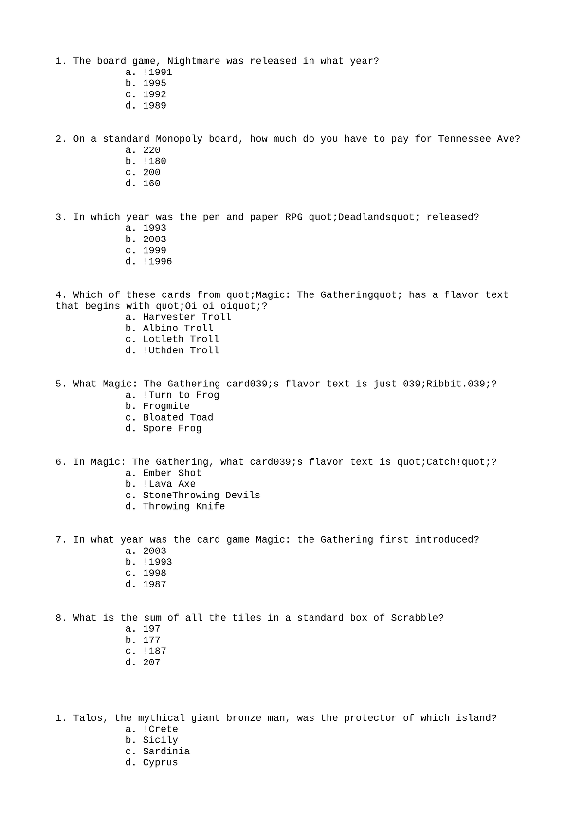 PHIL301 Sheet 2 - contains summaries and description - The board game ...