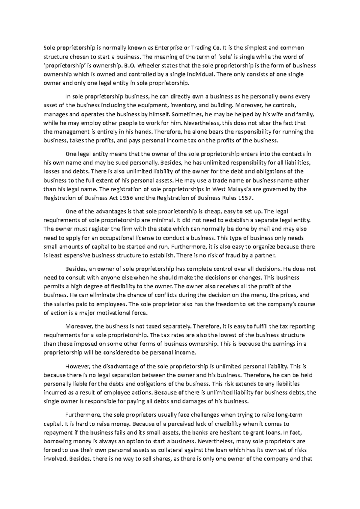 Sole propriertorship Sole proprietorship definition Sole