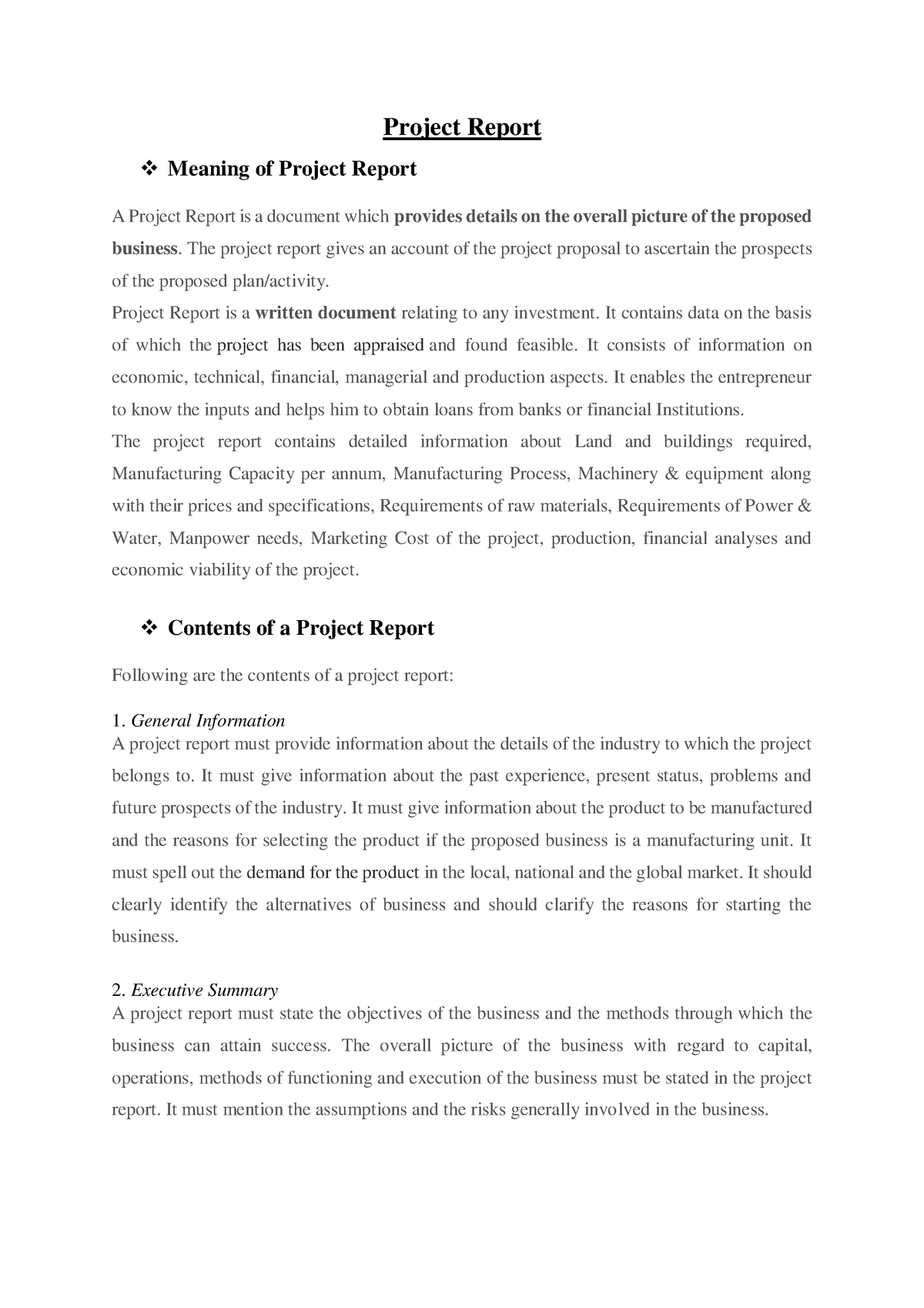 Project Report Meaning