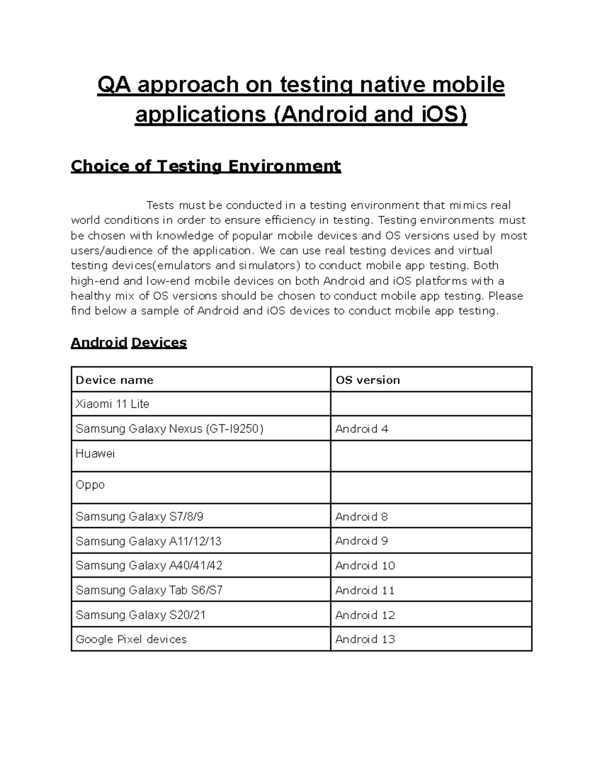 QA approach on testing native mobile applications - QA approach on ...
