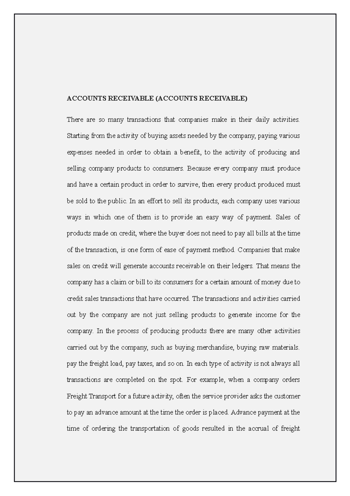 Documents Notes Accounting - Accounts Receivable ( Accounts Receivable ...