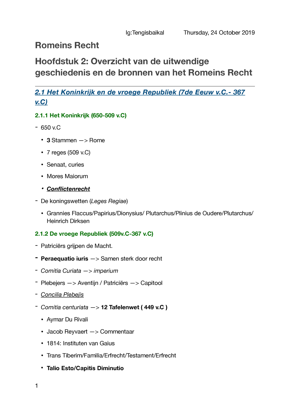 Romeins Recht Samenvatting - Romeins Recht Hoofdstuk 2: Overzicht Van ...