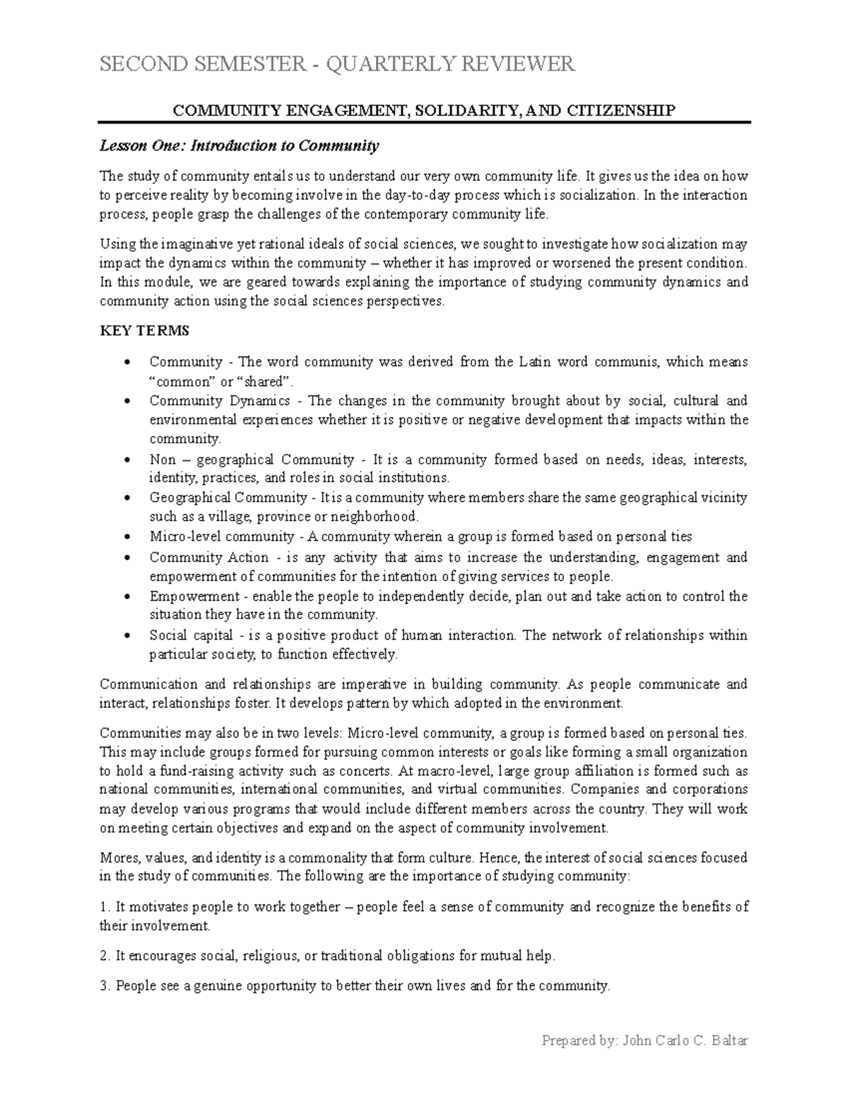 CESC- Reviewer - Reading is the best key to success - COMMUNITY ...