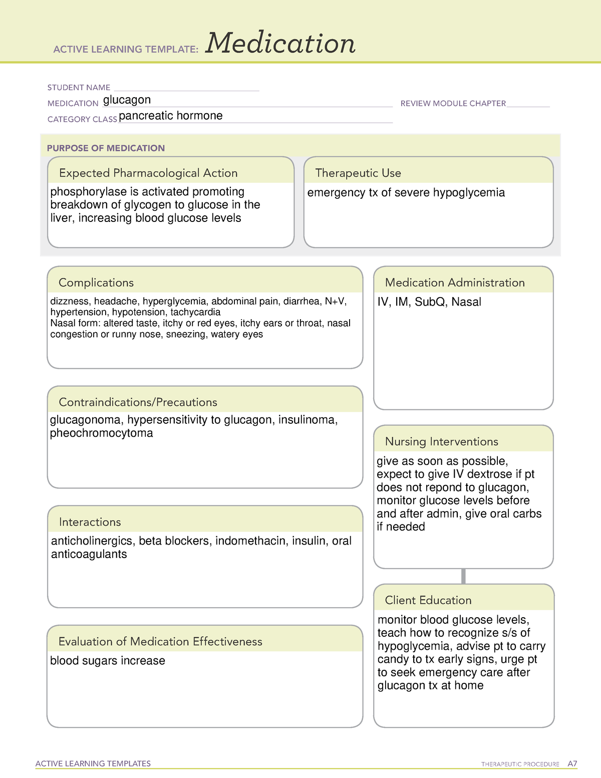 ATI medication template ACTIVE LEARNING TEMPLATES THERAPEUTIC
