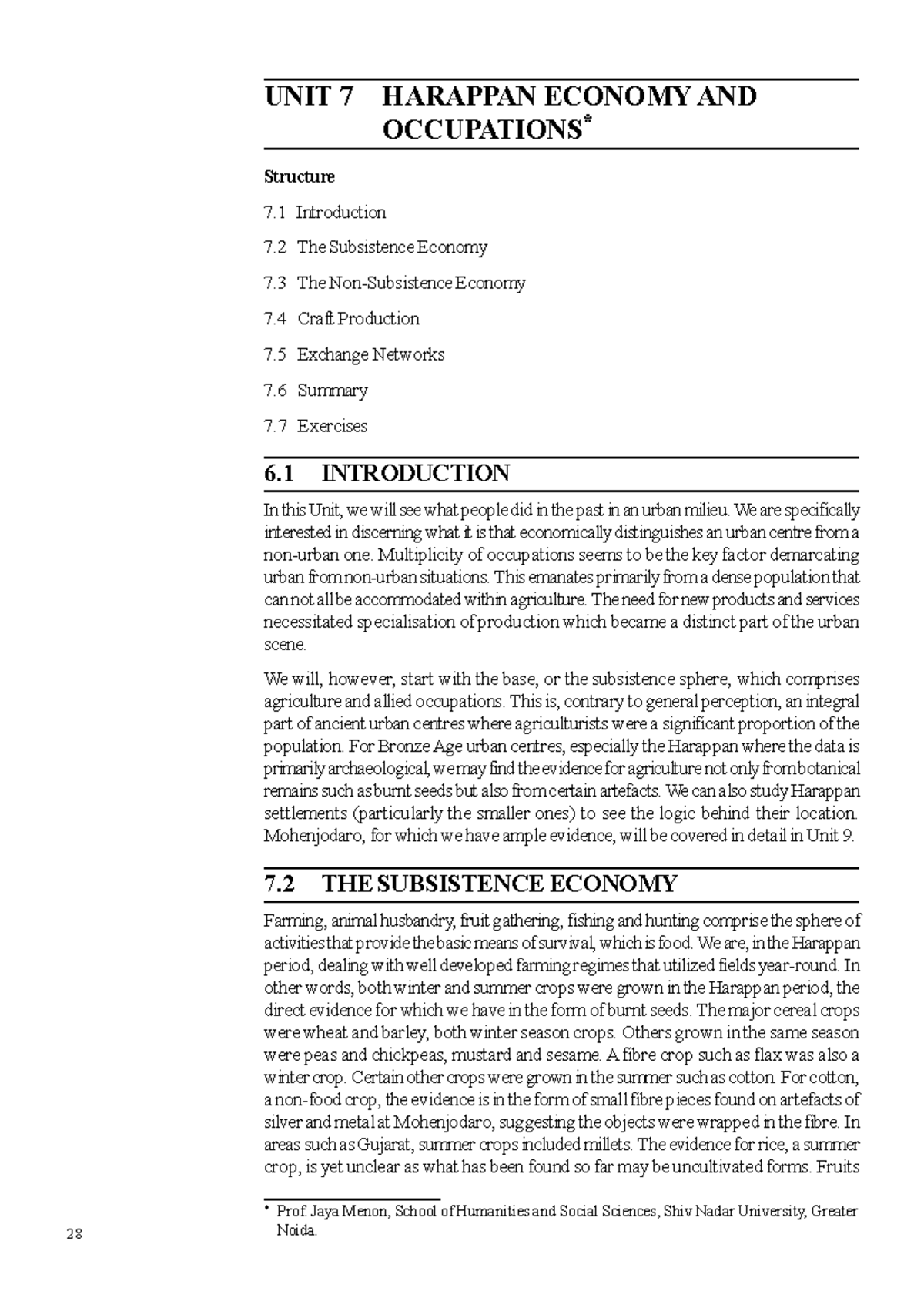 Unit-7 - Summary BA (Hons.) History - UNIT 7 HARAPPAN ECONOMY AND ...