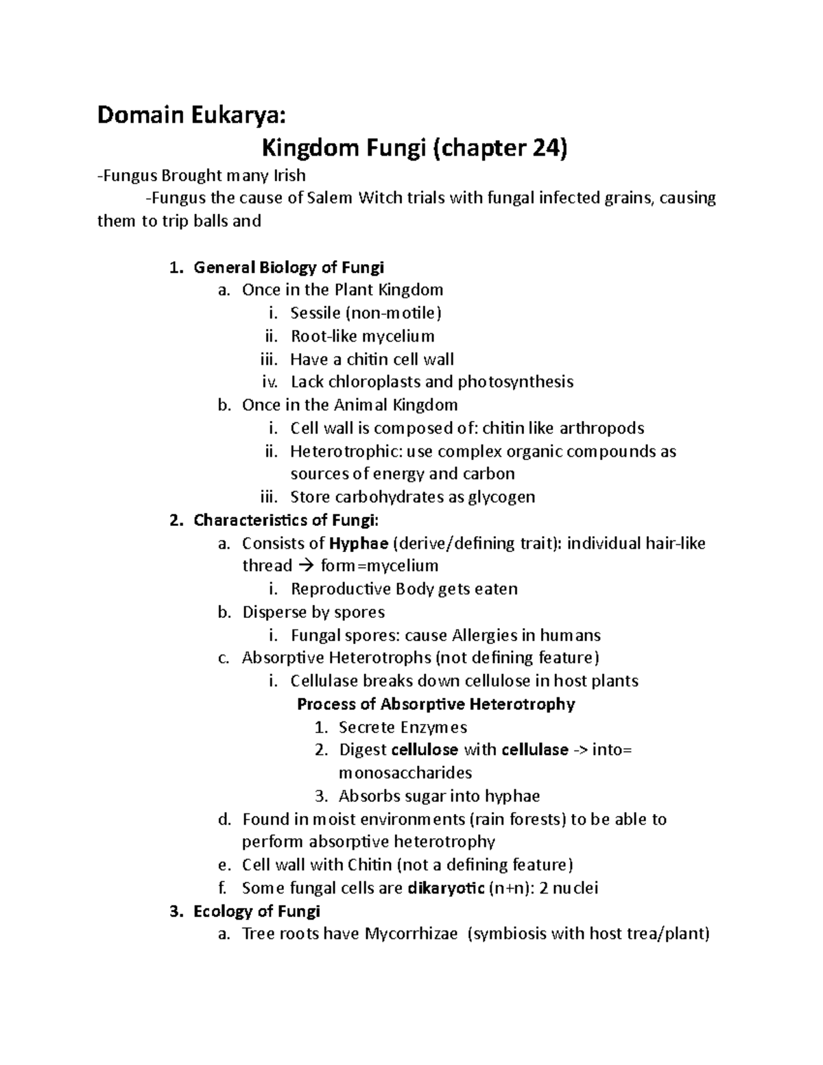 Chapter 24-Fungi - FUNGI - Domain Eukarya: Kingdom Fungi (chapter 24 ...